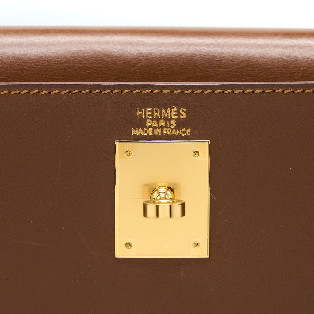 HERMES VINTAGE KELLY 32 BOX BROWN GHW