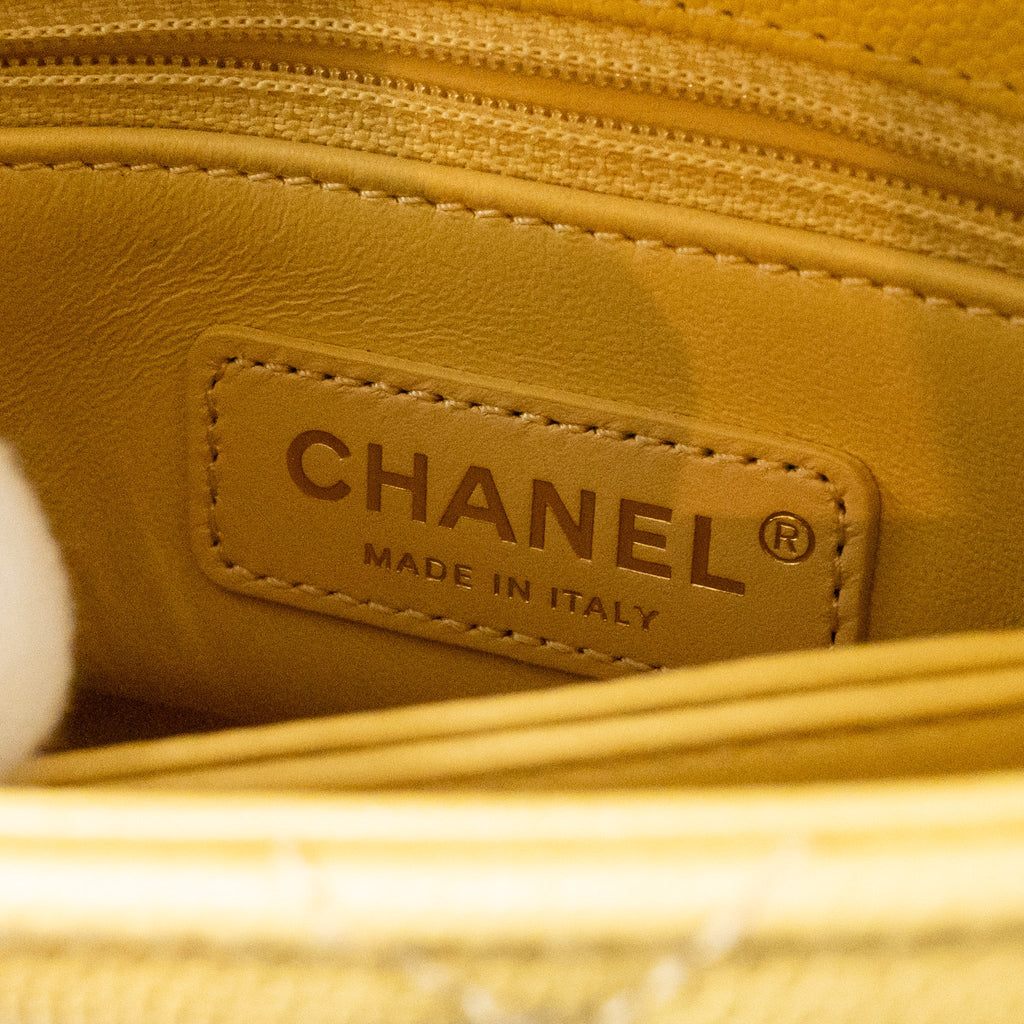 CHANEL MINI COCO HANDLE CAVIAR YELLOW LGHW (MICROCHIP)