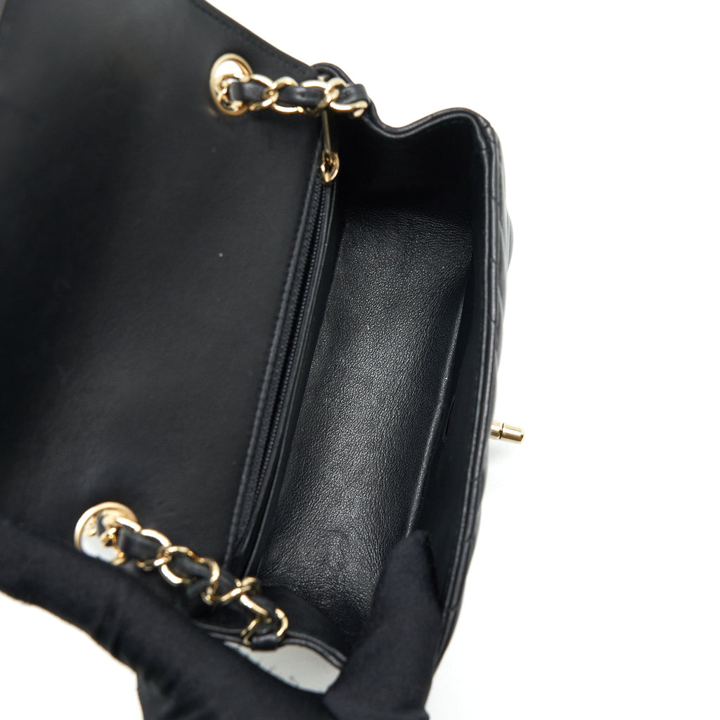 CHANEL MINI SQUARE CHEVRON FLAP BAG BLACK LGHW