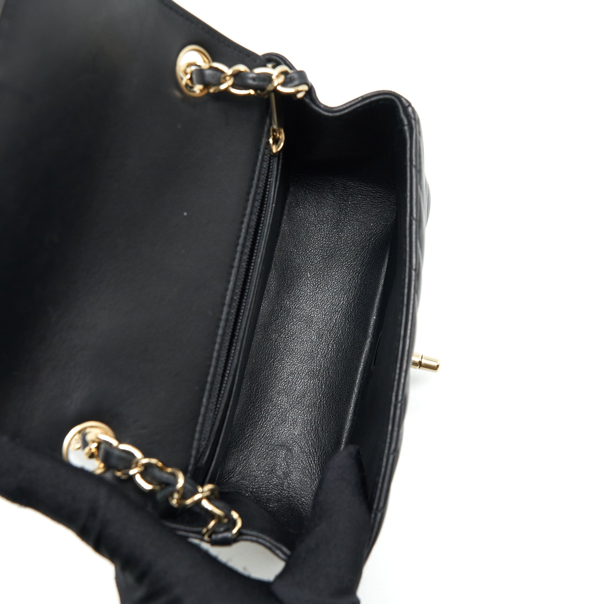 CHANEL MINI SQUARE CHEVRON FLAP BAG BLACK LGHW