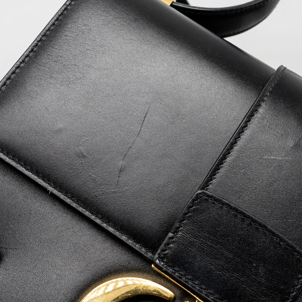 DIOR MEDIUM 30 MONTAIGNE FLAP BAG CALFSKIN BLACK GHW