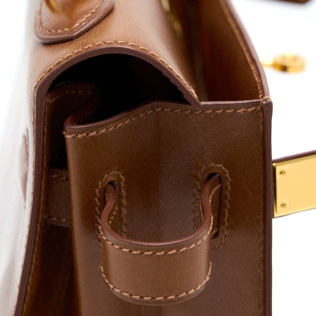 HERMES VINTAGE KELLY 32 BOX BROWN GHW