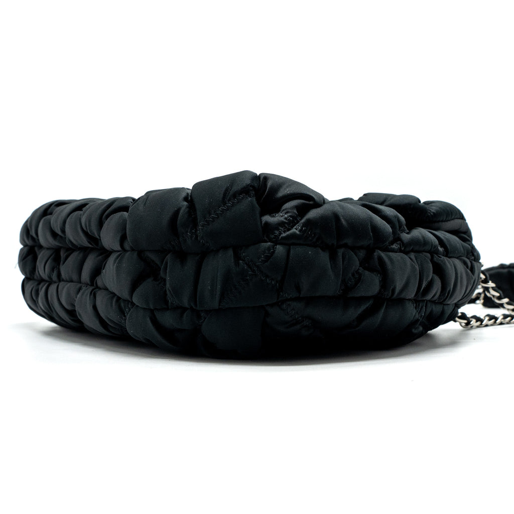 CHANEL QUILTED FLAP SHOULDER BAG NYLON BLACK SHW