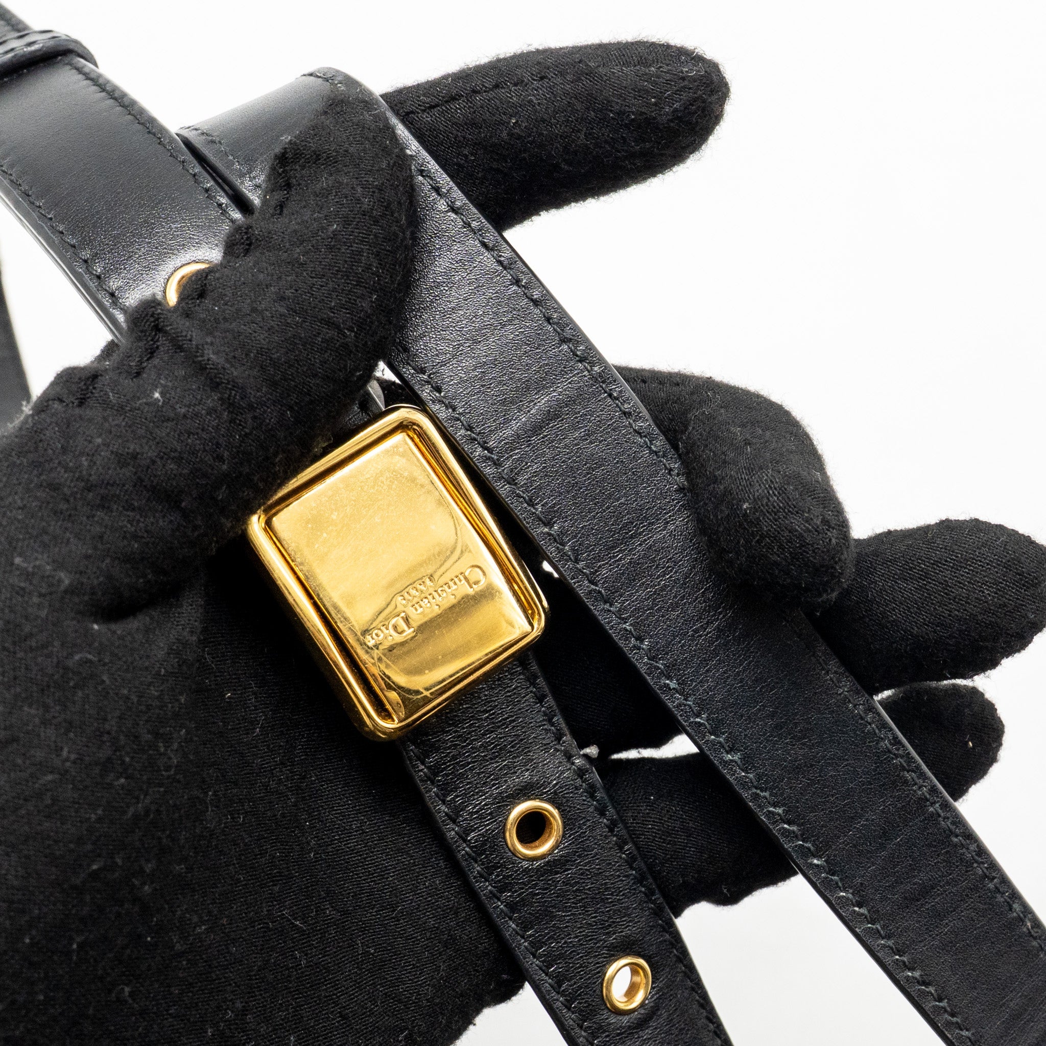 DIOR MEDIUM 30 MONTAIGNE FLAP BAG CALFSKIN BLACK GHW