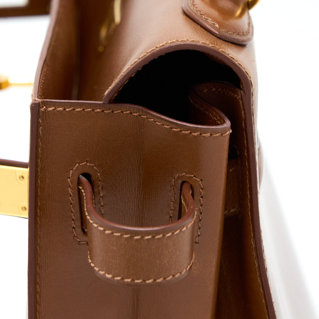 HERMES VINTAGE KELLY 32 BOX BROWN GHW
