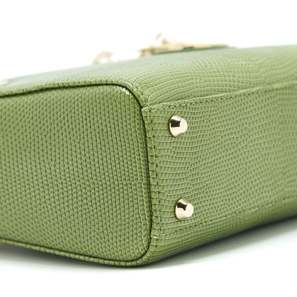 DIOR MINI LADY DIOR LIZARD LIGHT GREEN SHW