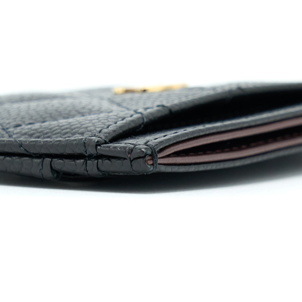 CHANEL CLASS QUILTED CARD HOLDER CAVIAR BLACK GHW