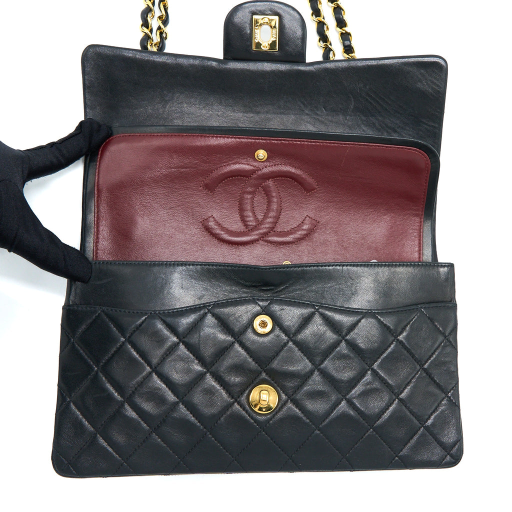 CHANEL VINTAGE FLAP BAG LAMBSKIN BLACK GHW