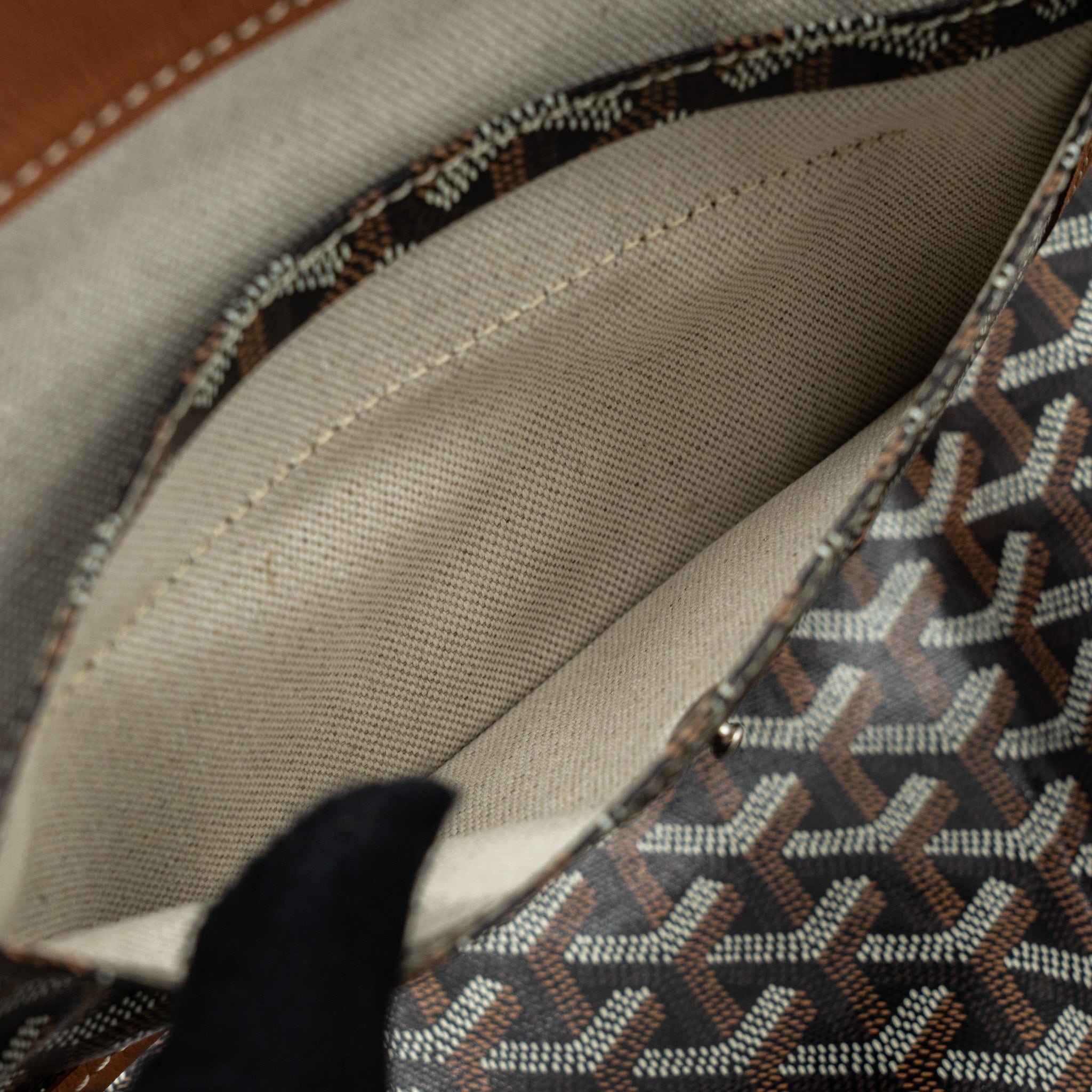 GOYARD SAINT LOUIS PM TOTE CANVAS BLACK/ BROWN SHW