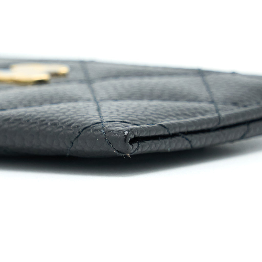 CHANEL CLASS QUILTED CARD HOLDER CAVIAR BLACK GHW
