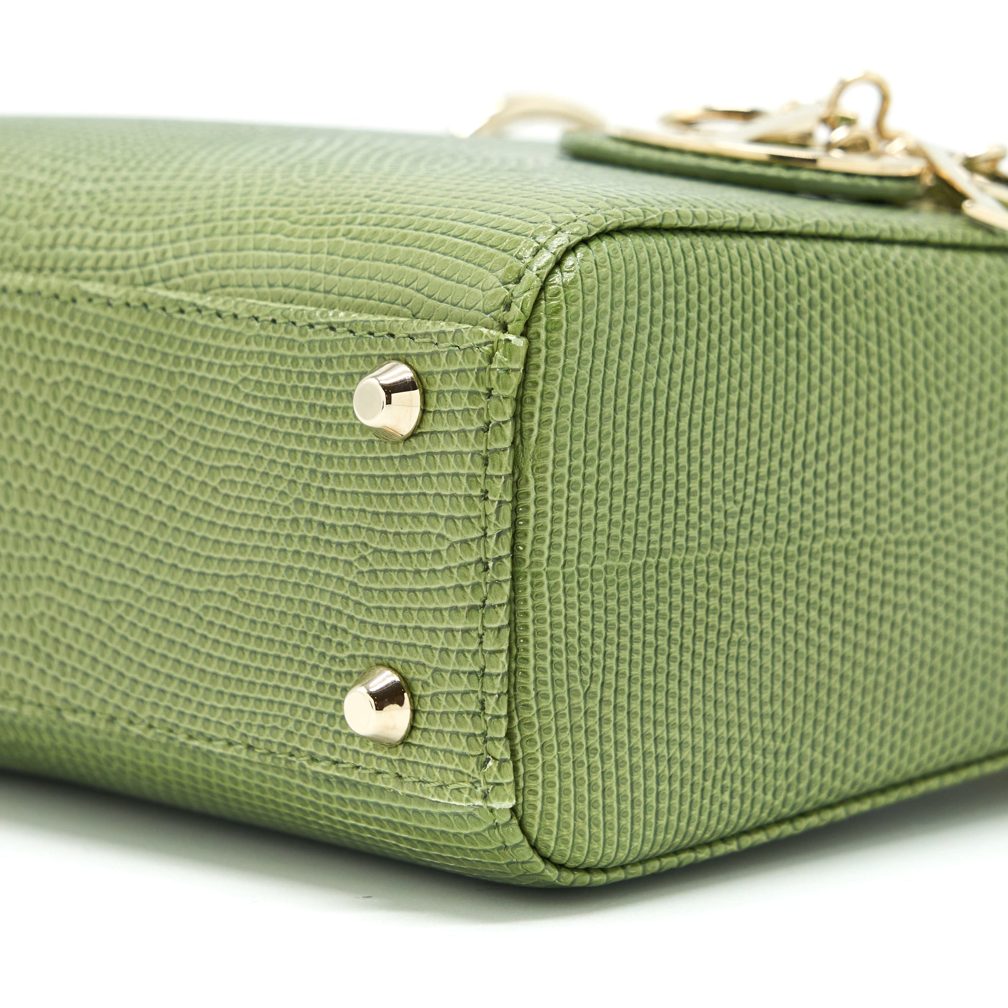 DIOR MINI LADY DIOR LIZARD LIGHT GREEN SHW