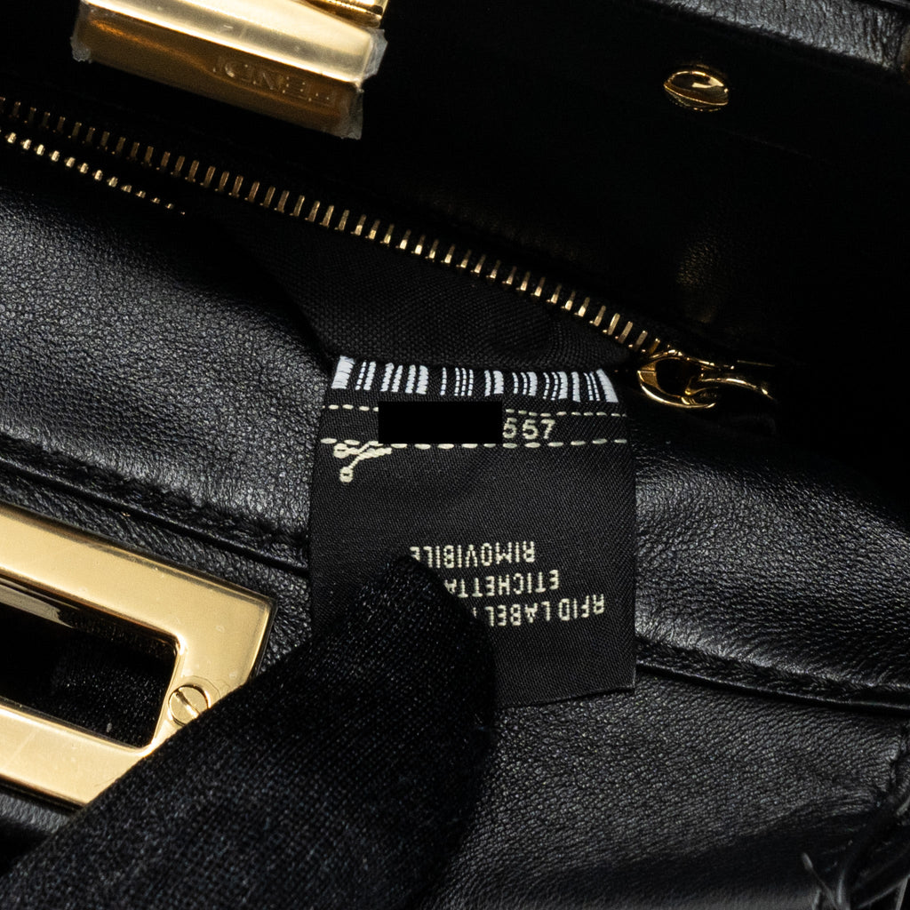 FENDI MINI PEEKABOO SHEARLING BROWN/ BLACK GHW
