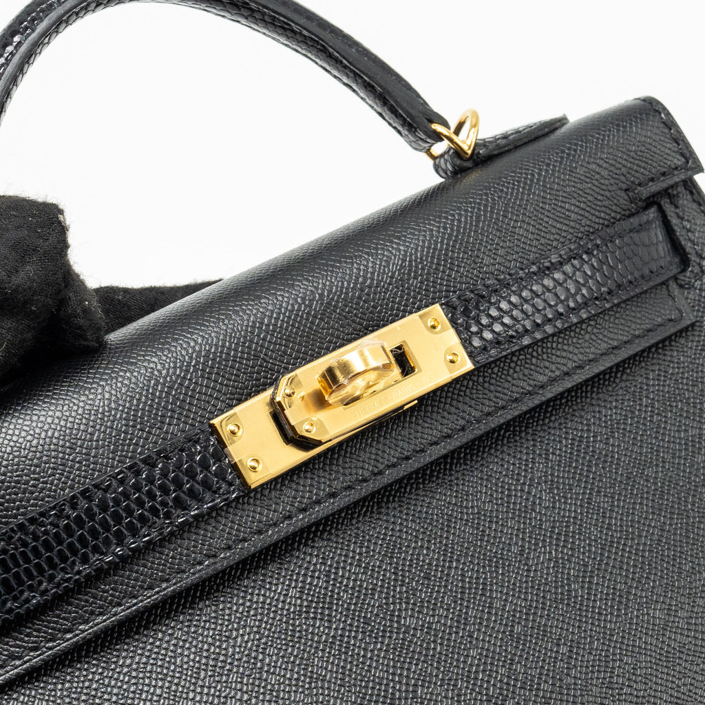 HERMES MINI KELLY II MADAME/LIZARD TOUCH BLACK GHW