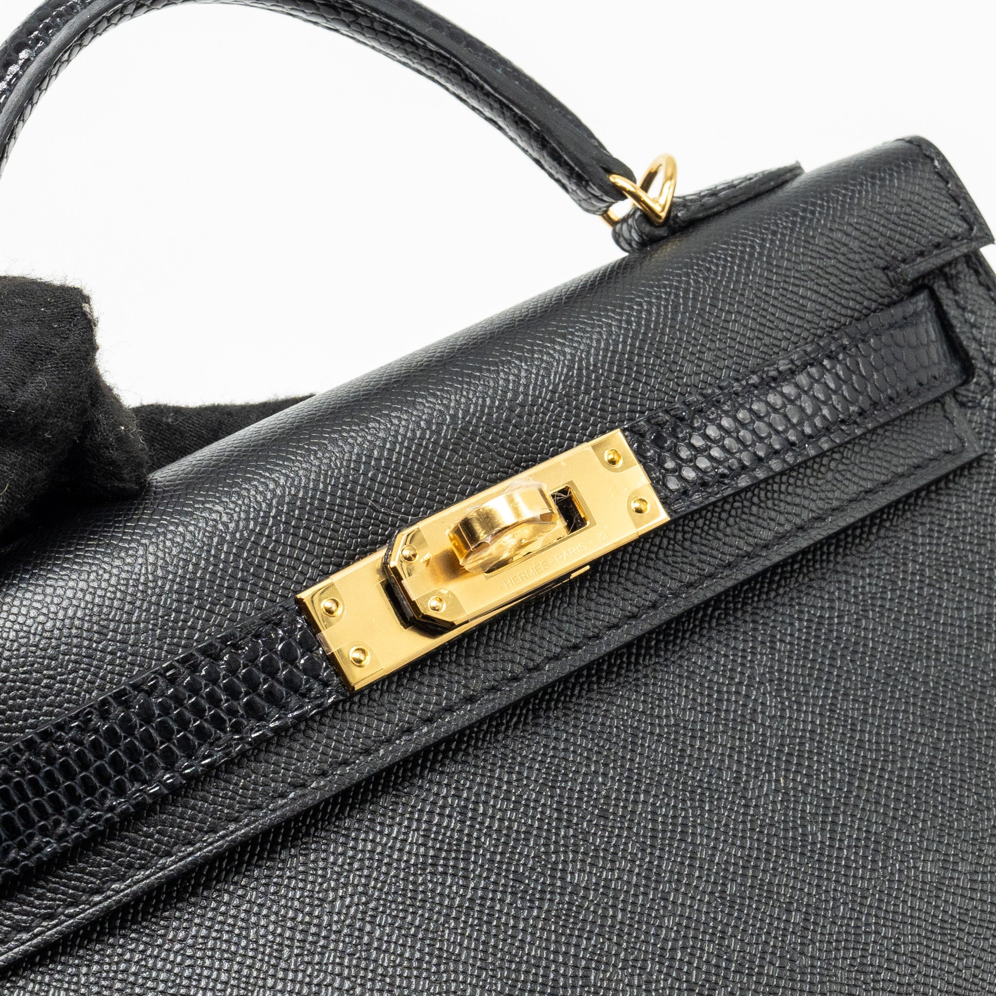 HERMES MINI KELLY II MADAME/LIZARD TOUCH BLACK GHW