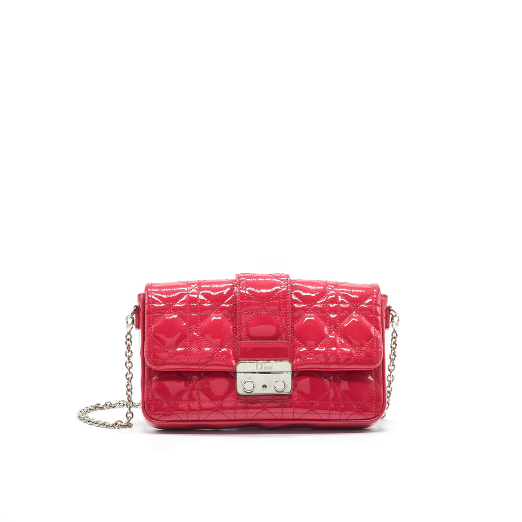 CHRISTIAN DIOR NEW LOCK POUCH BAG CANNAGE PATENT LEATHER SHW