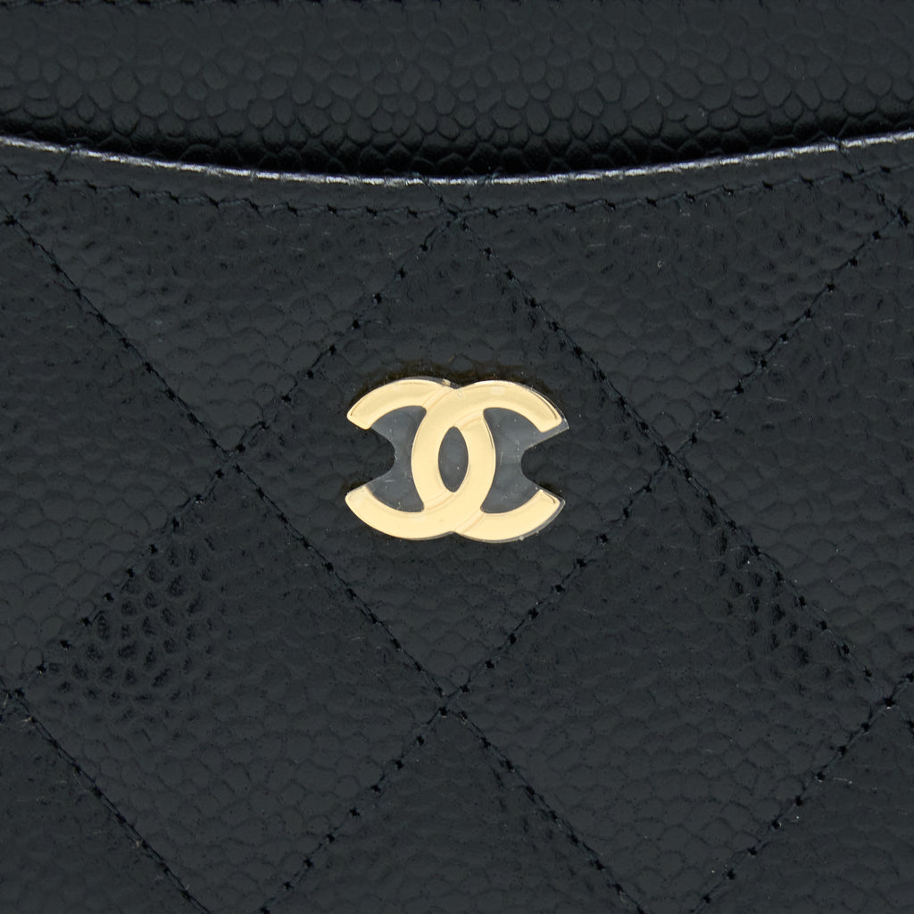 CHANEL CLASS QUILTED CARD HOLDER CAVIAR BLACK GHW