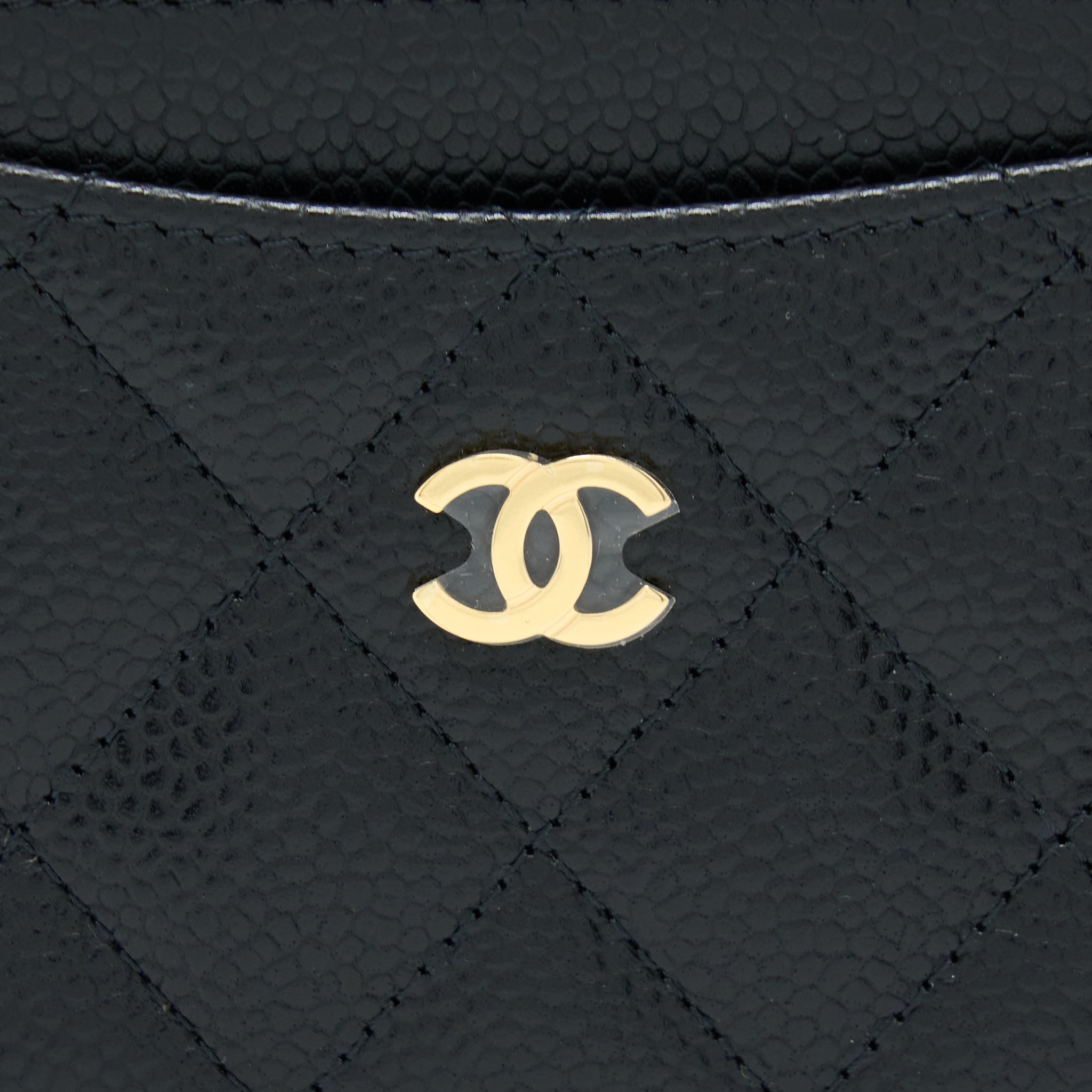 CHANEL CLASS QUILTED CARD HOLDER CAVIAR BLACK GHW