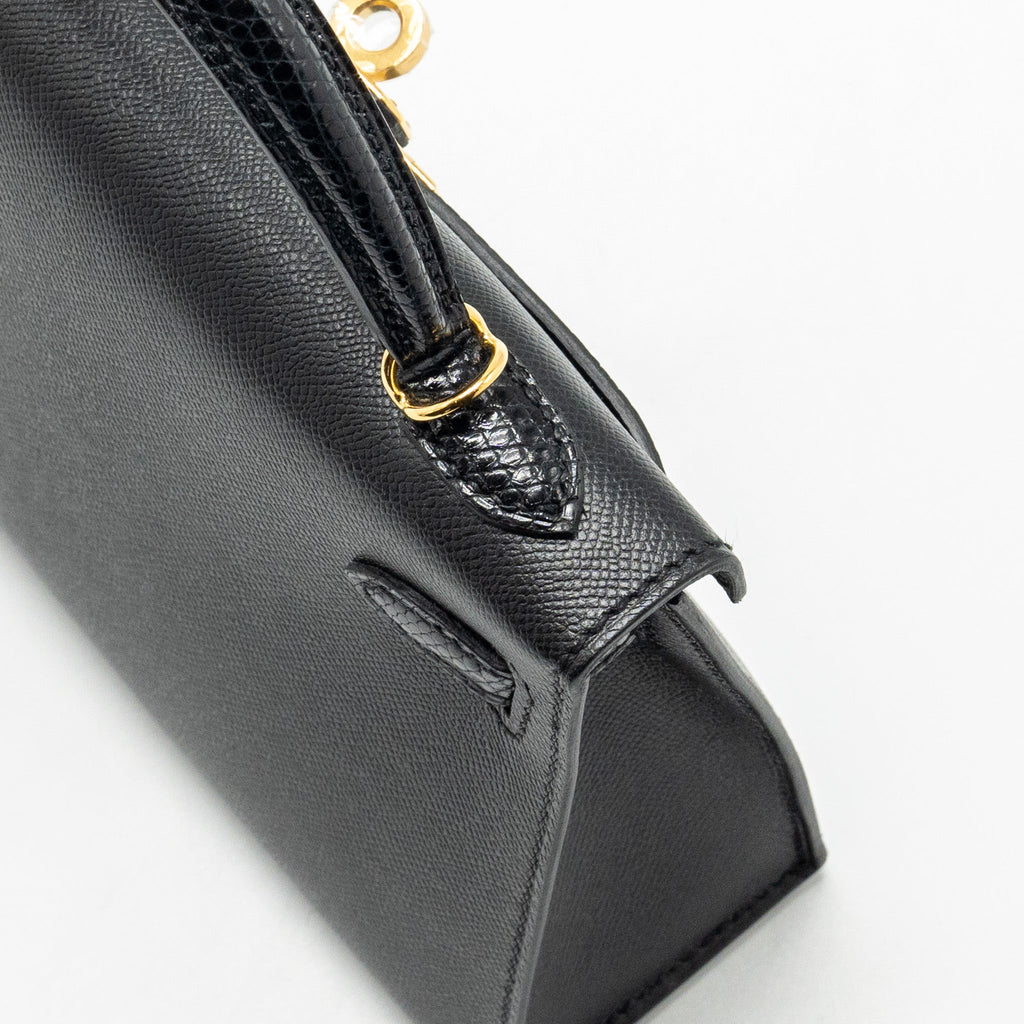 HERMES MINI KELLY II MADAME/LIZARD TOUCH BLACK GHW