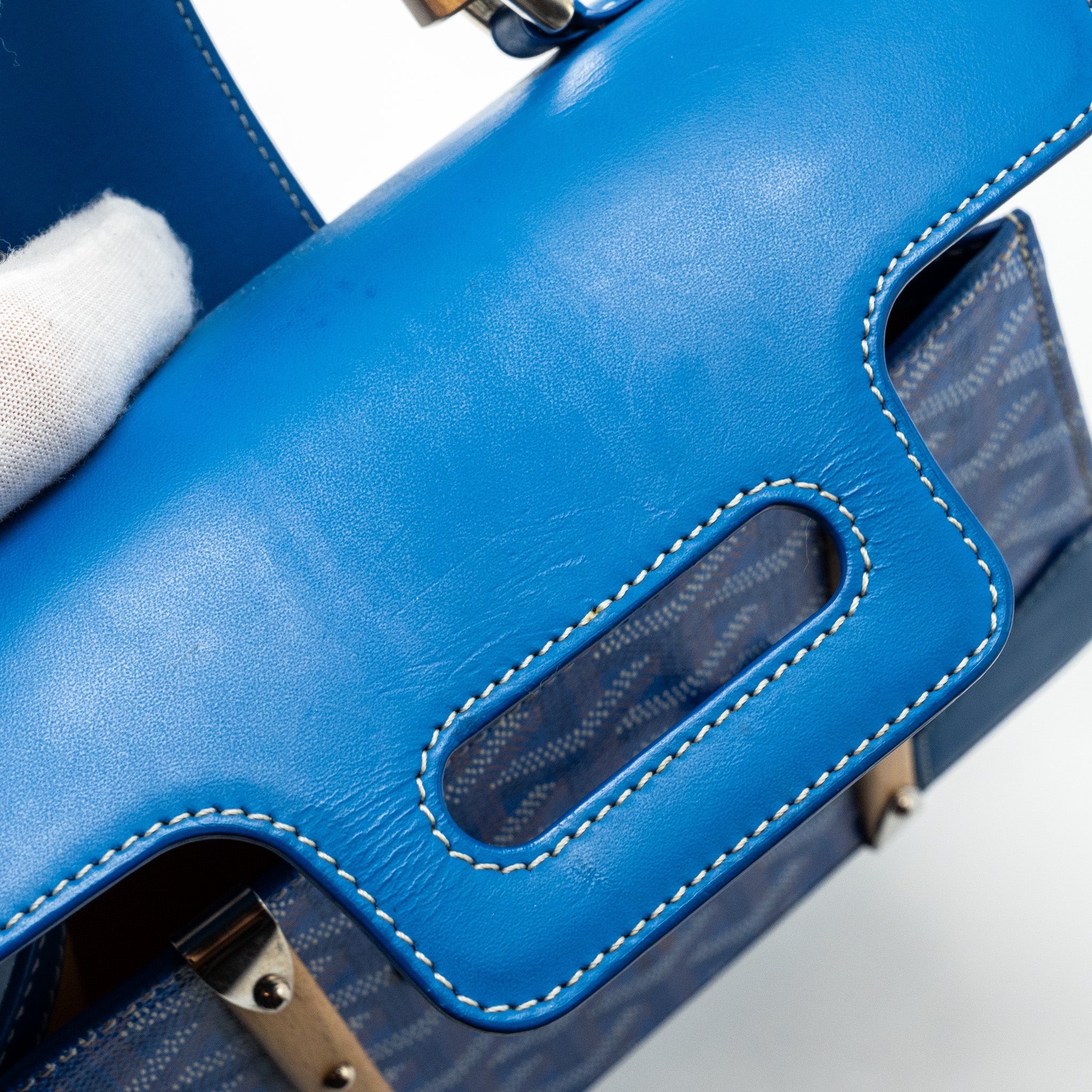 GOYARD STRUCTURE SAIGON PM BAG CANVAS/CALFSKIN BLUE SHW