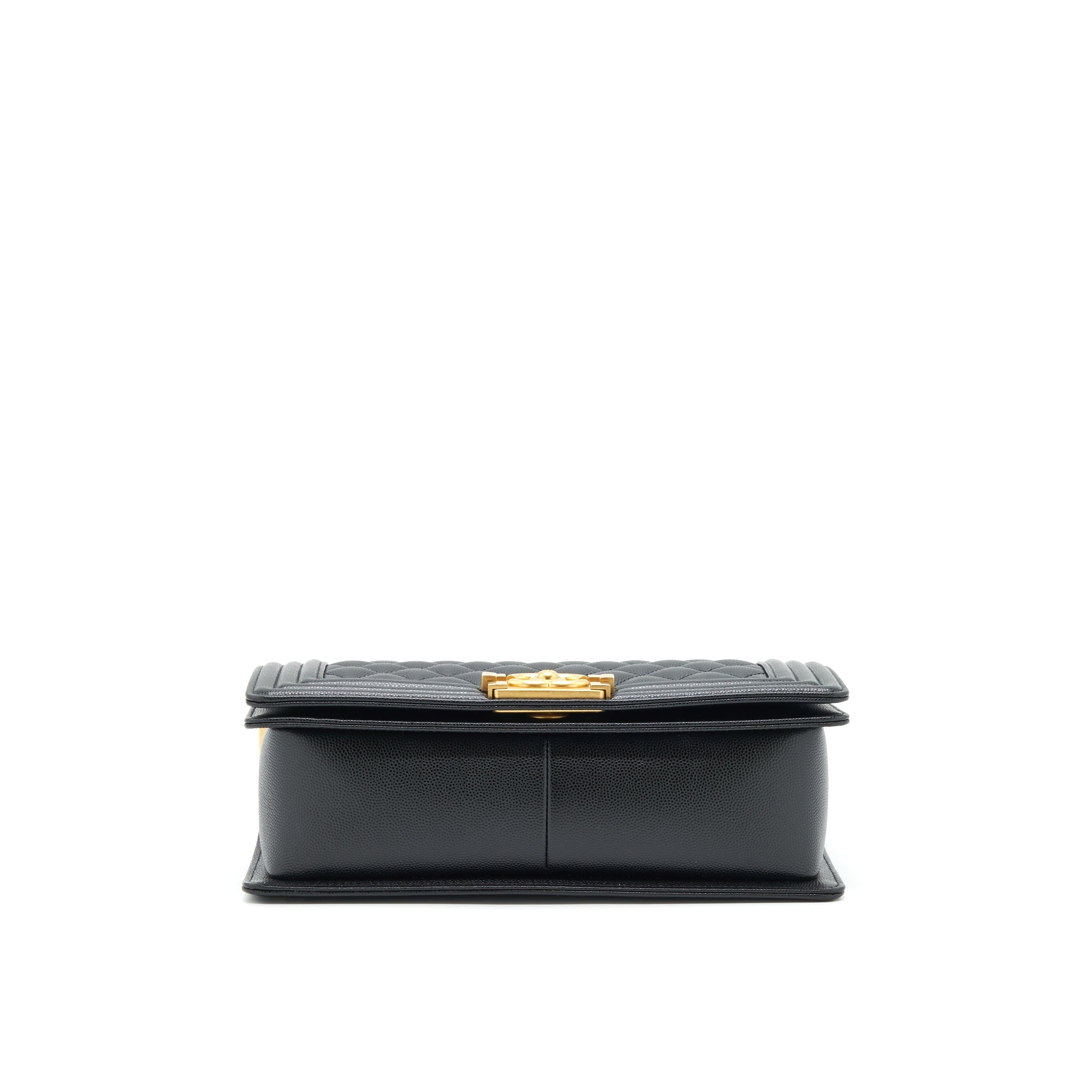 CHANEL MEDIUM BOY BAG CAVIAR BLACK WITH BRUSHED GHW (MICROCHIP)