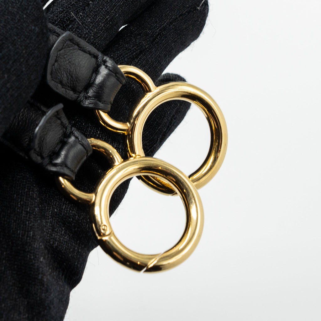 FENDI MINI PEEKABOO SHEARLING BROWN/ BLACK GHW