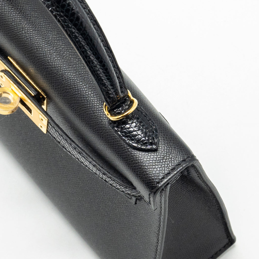 HERMES MINI KELLY II MADAME/LIZARD TOUCH BLACK GHW