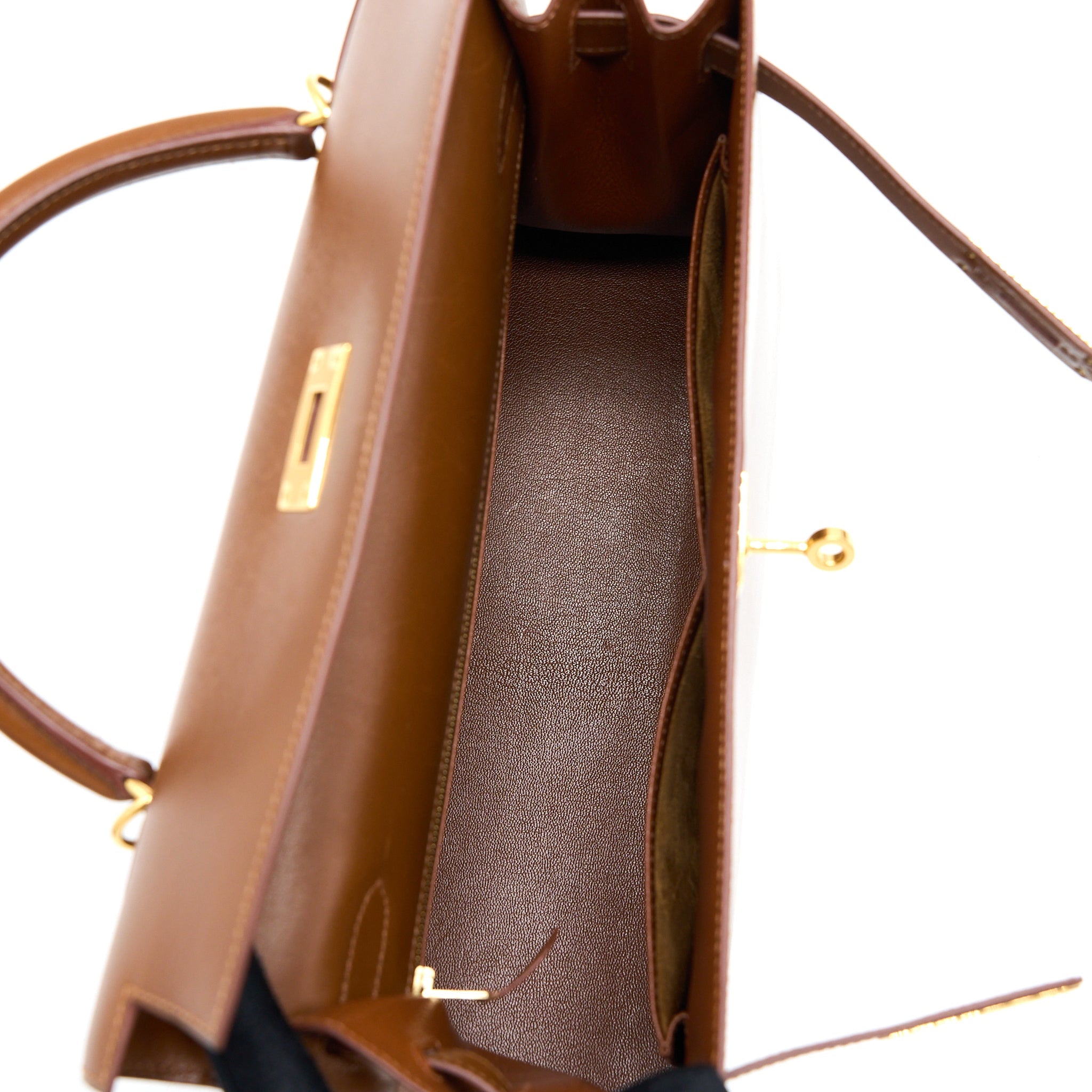 HERMES VINTAGE KELLY 32 BOX BROWN GHW