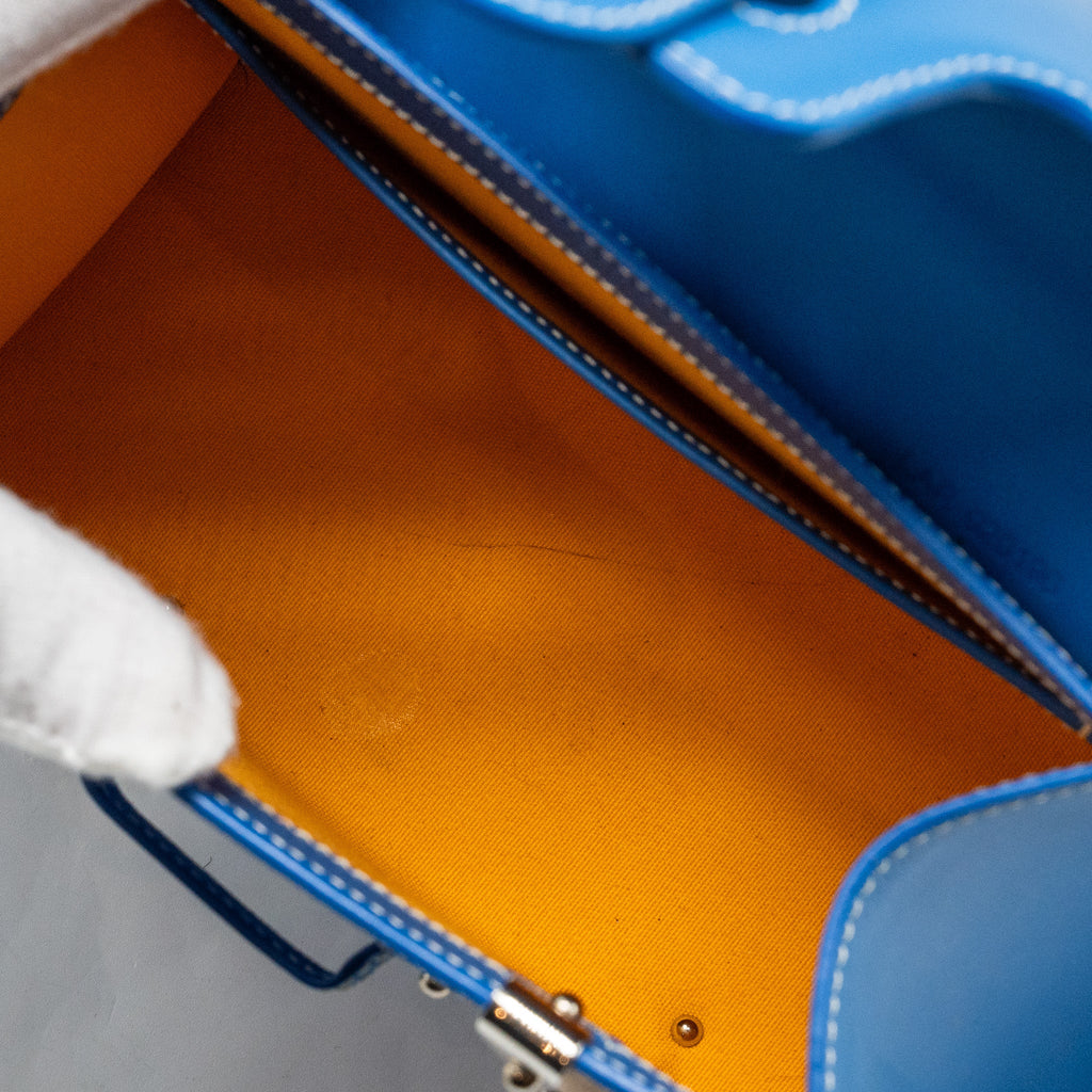 GOYARD STRUCTURE SAIGON PM BAG CANVAS/CALFSKIN BLUE SHW