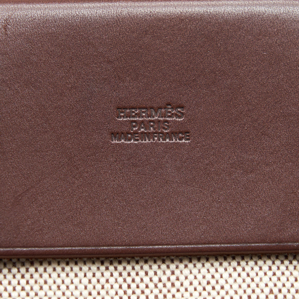 HERMES VINTAGE CANVAS SHOULDER BAG GHW WITH EXCHANGE POCKET