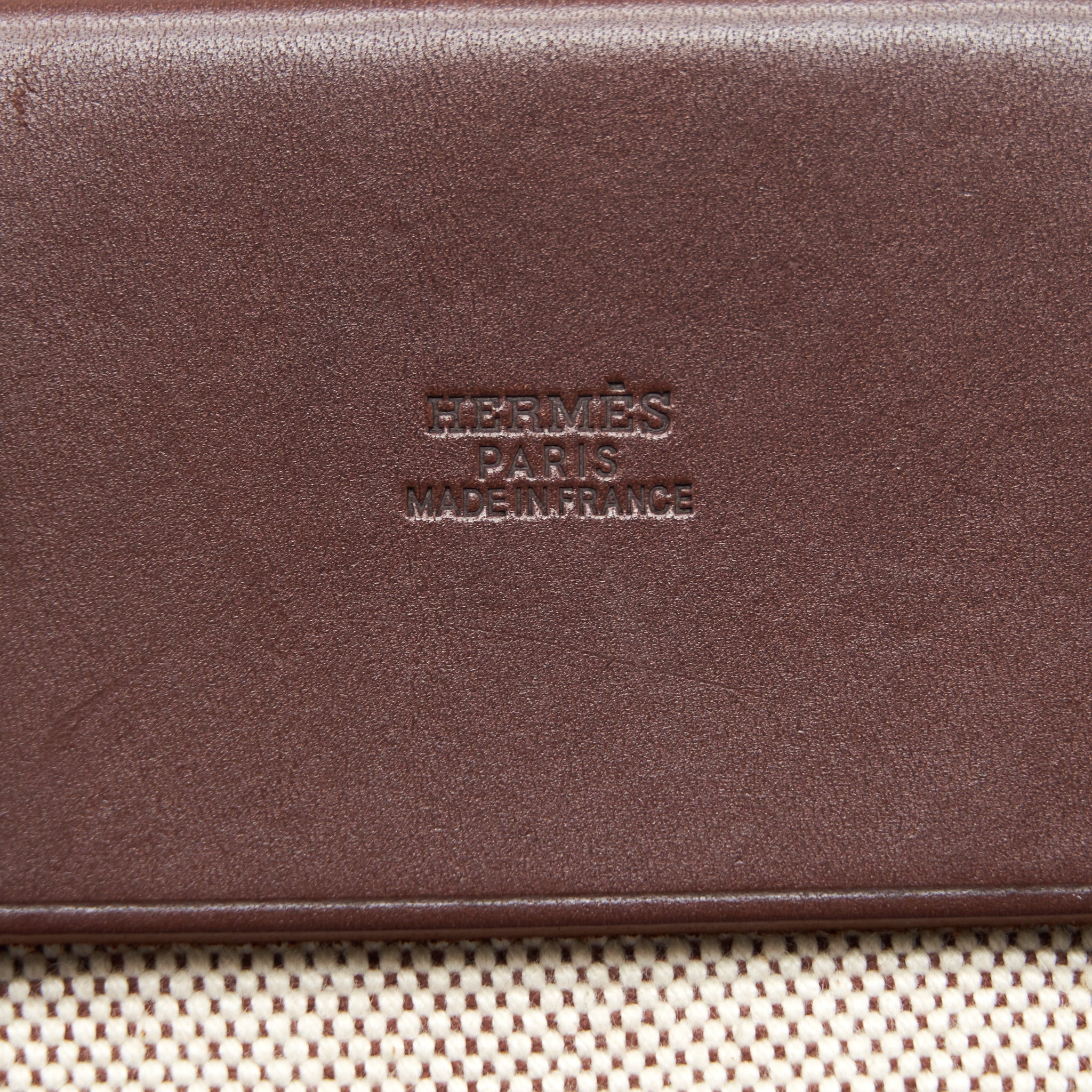 HERMES VINTAGE CANVAS SHOULDER BAG GHW WITH EXCHANGE POCKET