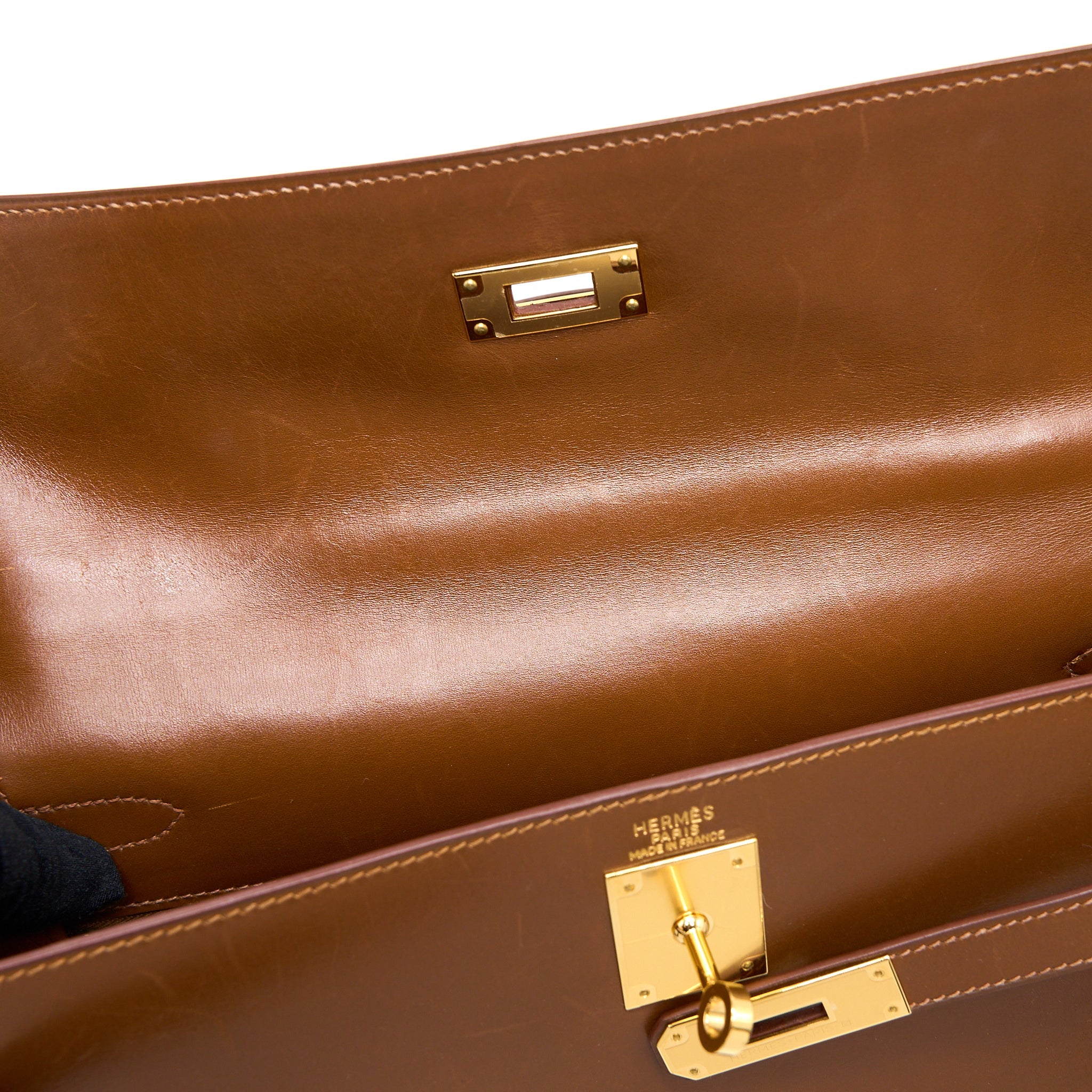 HERMES VINTAGE KELLY 32 BOX BROWN GHW