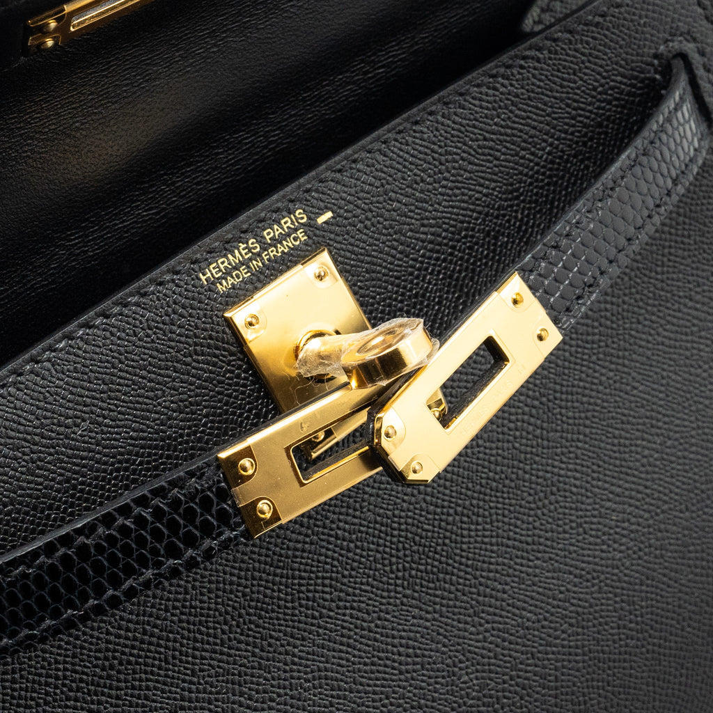 HERMES MINI KELLY II MADAME/LIZARD TOUCH BLACK GHW