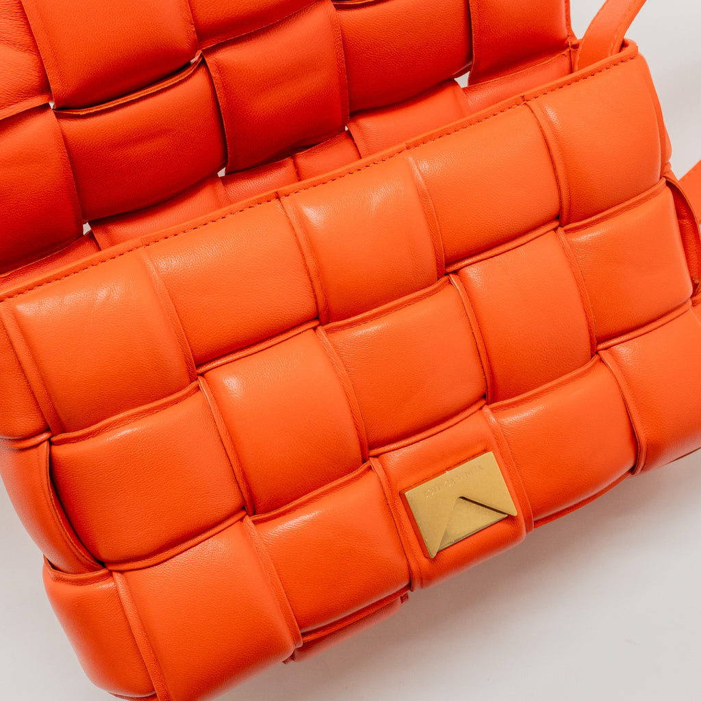 BOTTEGA VENETA PADDED CASSETTE BAG LAMBSKIN ORANGE GHW