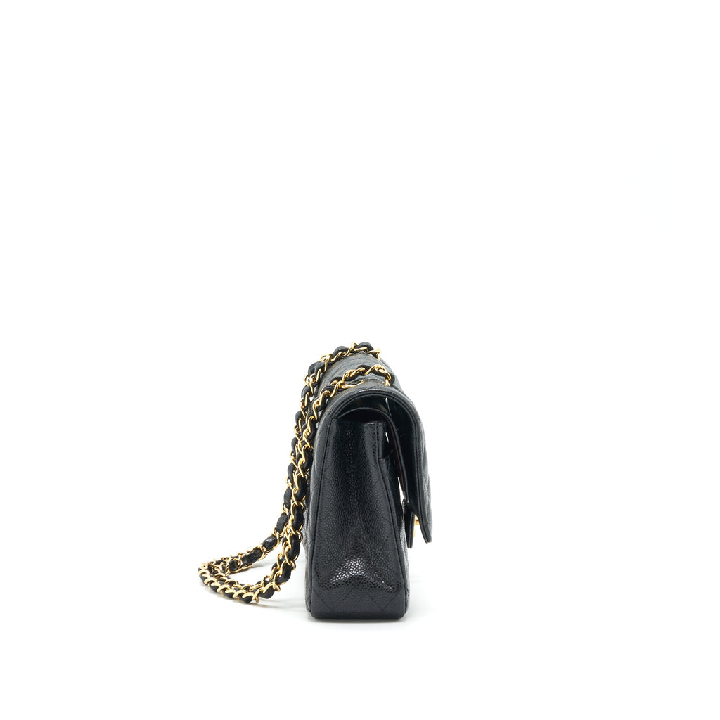 CHANEL MEDIUM CLASSIC DOUBLE FLAP BAG CAVIAR BLACK GHW