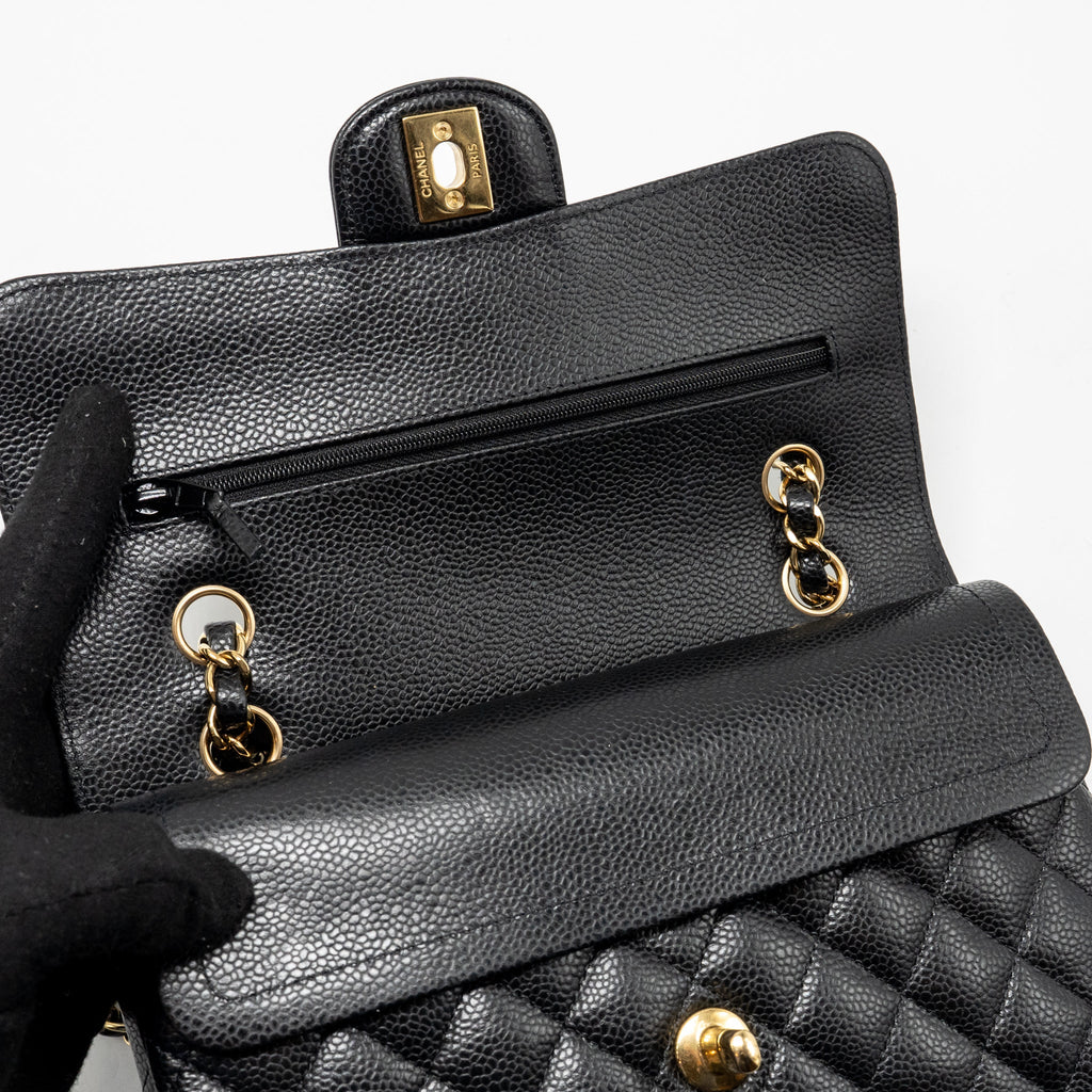CHANEL SMALL CLASSIC DOUBLE FLAP CAVIAR BLACK GHW (MICROCHIP)