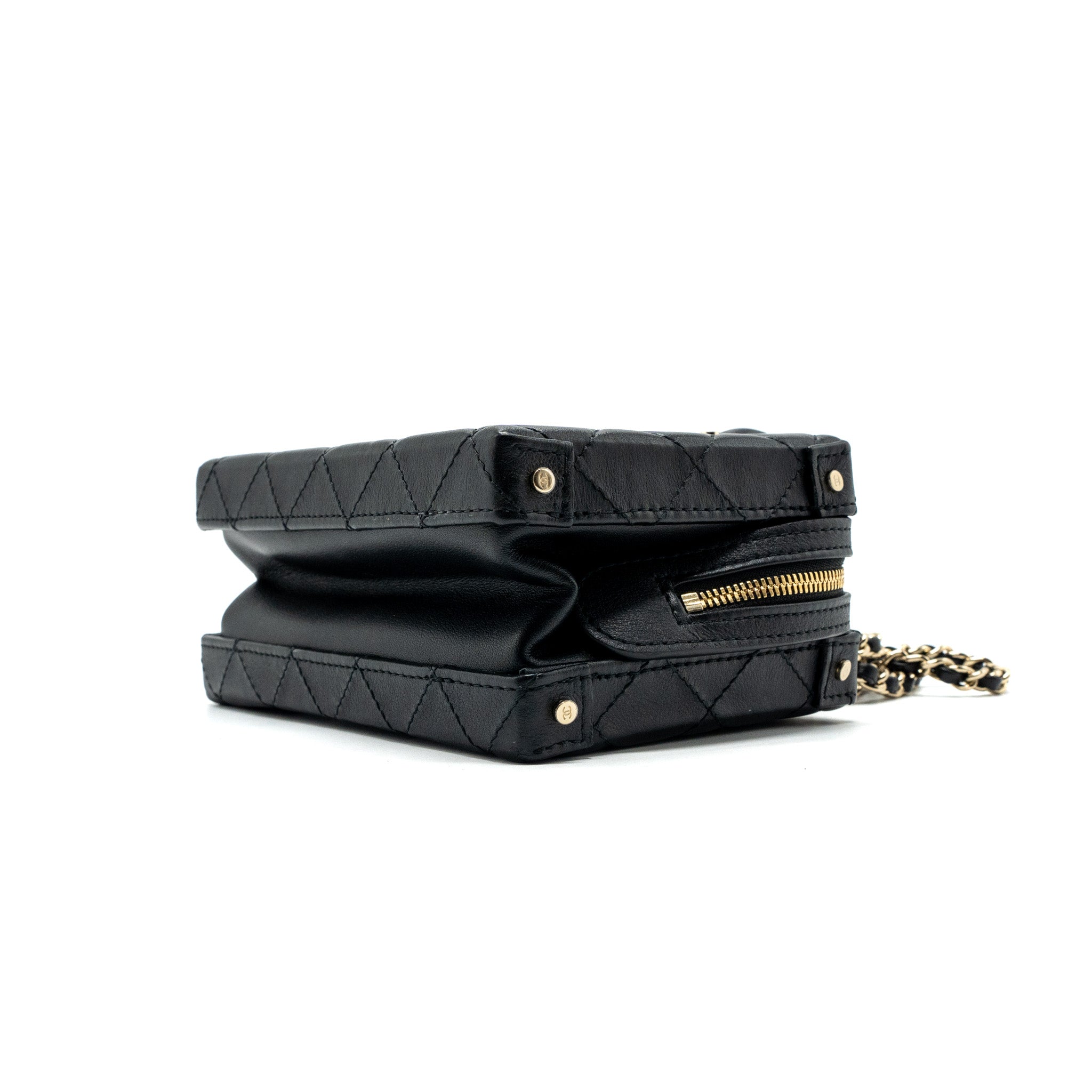 CHANEL 22B TOP HANDLE SMALL VANITY CASE CALFSKIN BLACK GHW(MICROCHIP)
