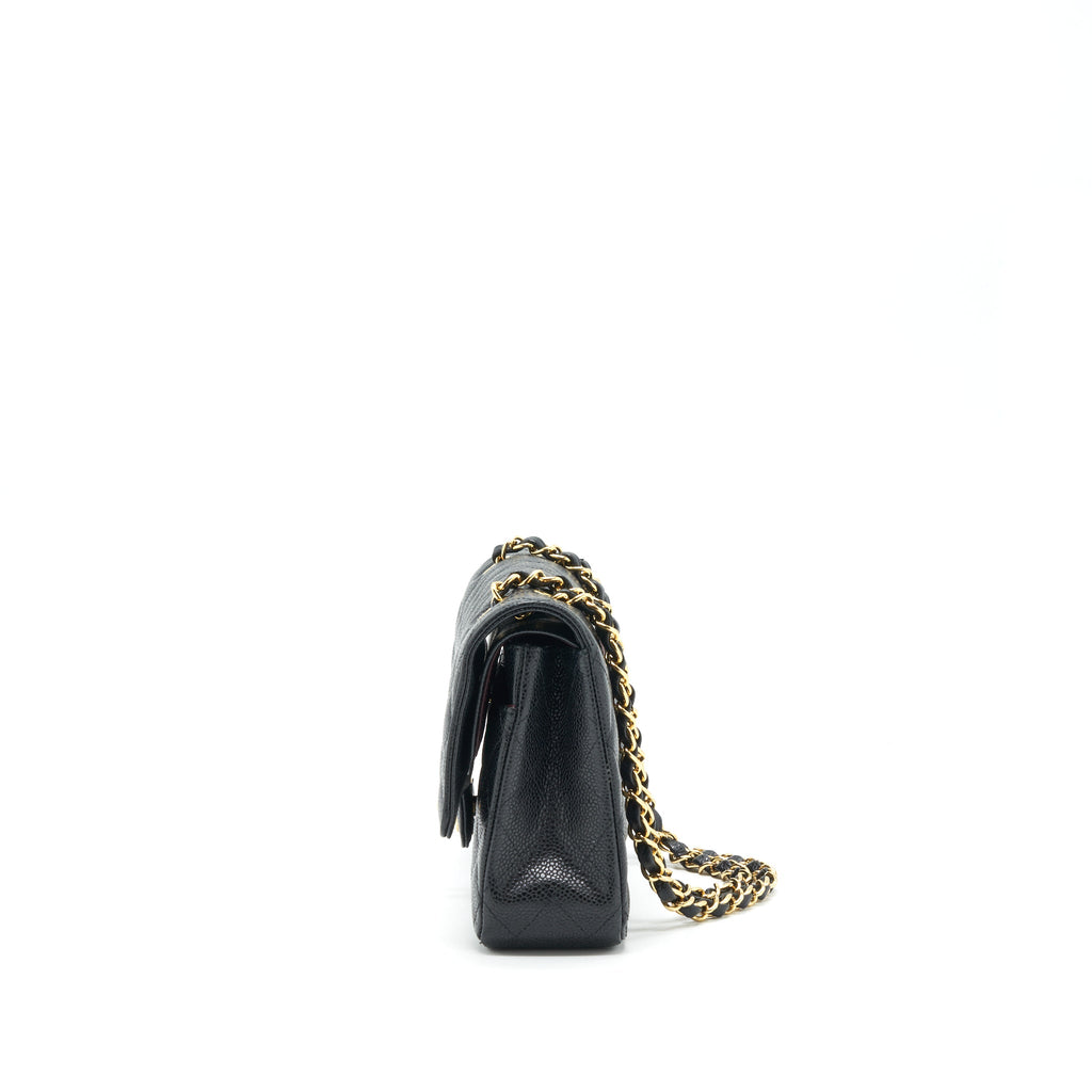 CHANEL MEDIUM CLASSIC DOUBLE FLAP BAG CAVIAR BLACK GHW