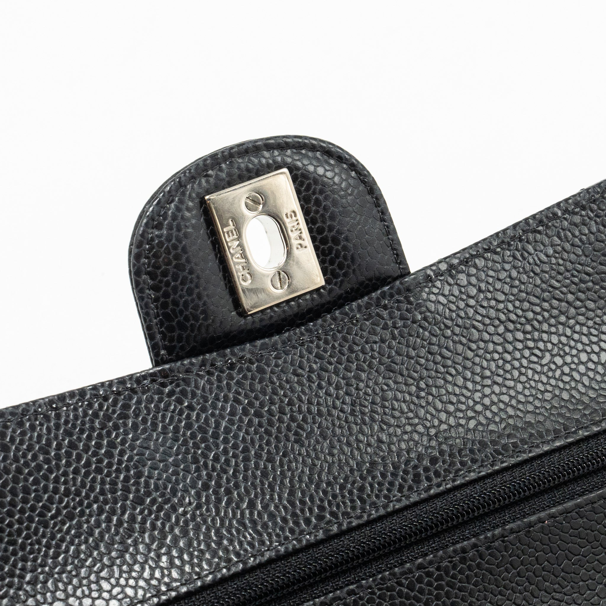 CHANEL SMALL CLASSIC DOUBLE FLAP BAG CAVIAR BLACK SHW (MICROCHIP)