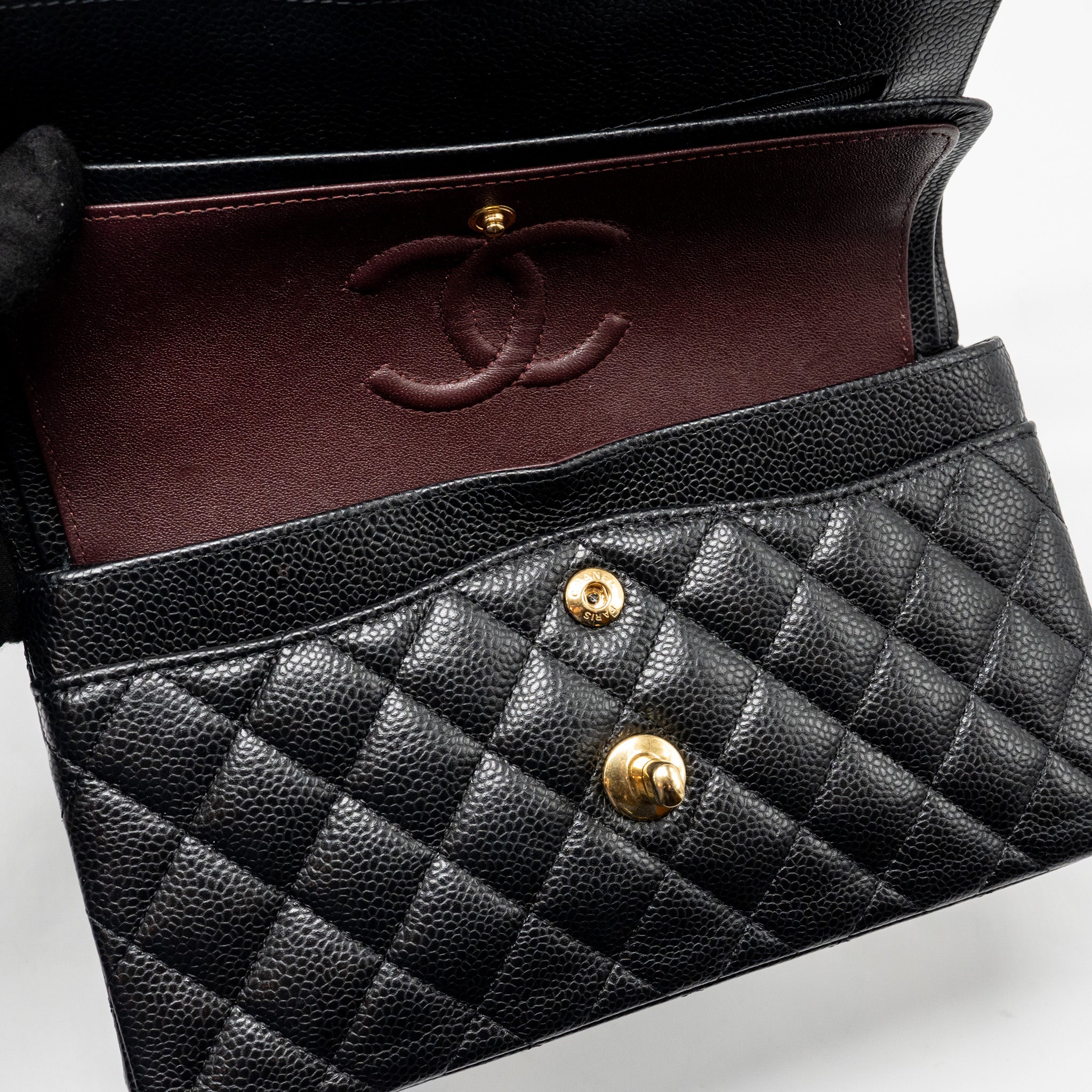CHANEL SMALL CLASSIC DOUBLE FLAP CAVIAR BLACK GHW (MICROCHIP)