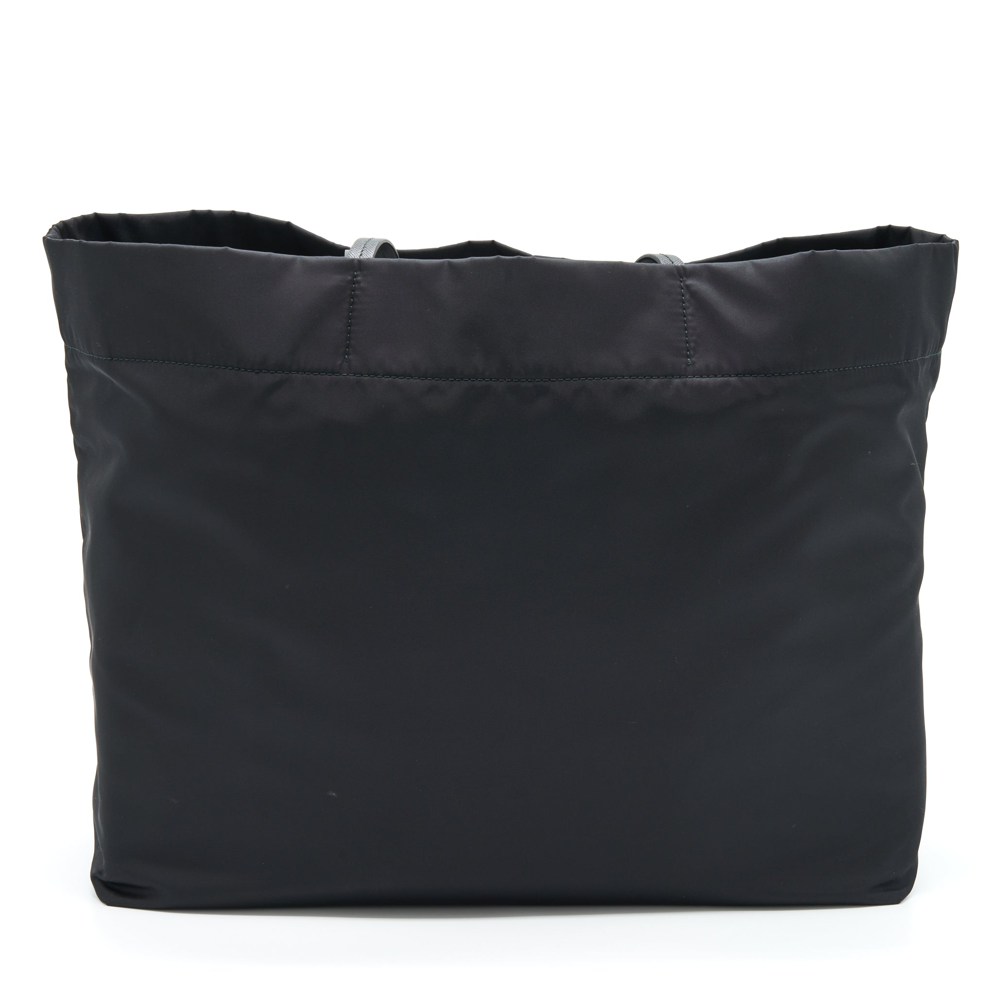 PRADA NYLON TOTE WITH LEATHER HANDLE BLACK SHW