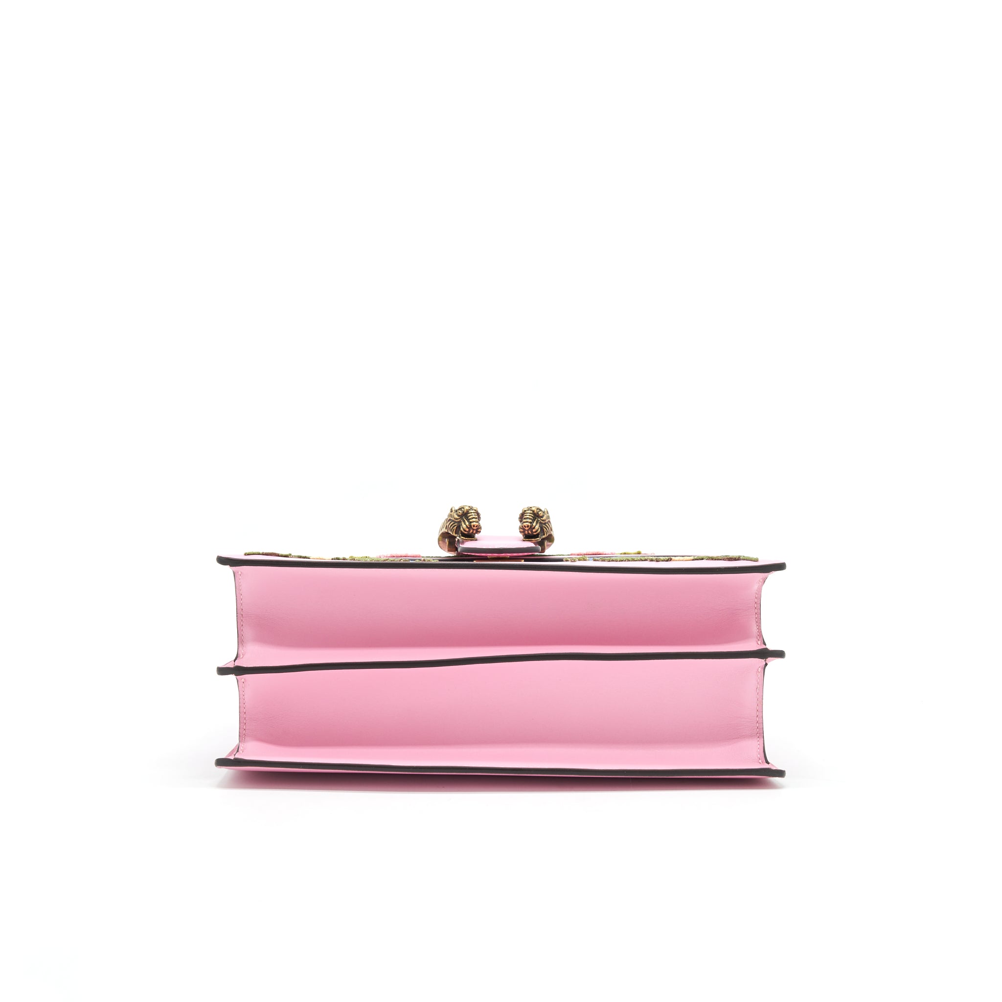 GUCCI DIONYSUS BAMBOO TOP HANDLE BAG EMBROIDERED LEATHER MEDIUM PINK