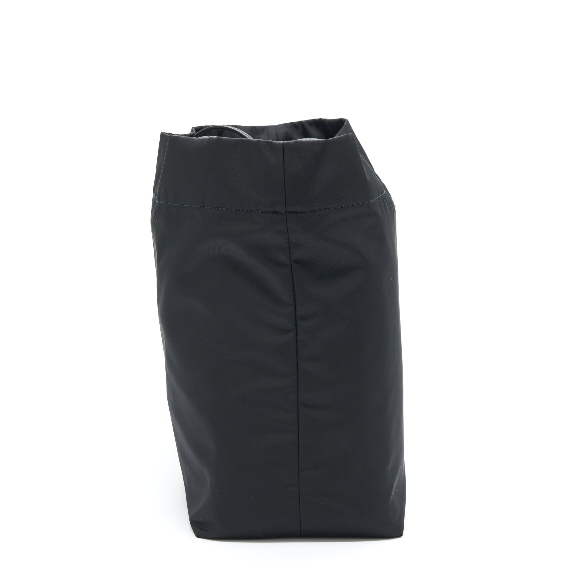 PRADA NYLON TOTE WITH LEATHER HANDLE BLACK SHW