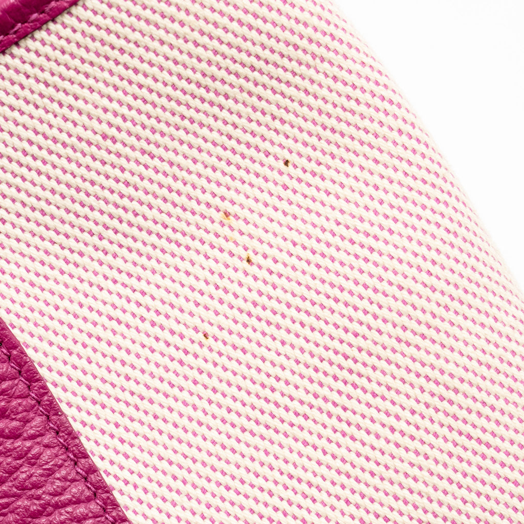 HERMES GARDEN PARTY 30 TOILE MILITARIES CANVAS/NEGONDA ECRU-ROSE POU/ROSE POU SHW