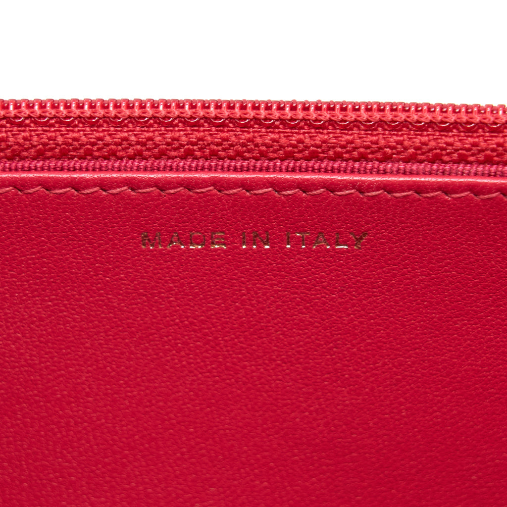 CHANEL CLASSIC WALLET ON CHAIN LAMBSKIN RED GHW