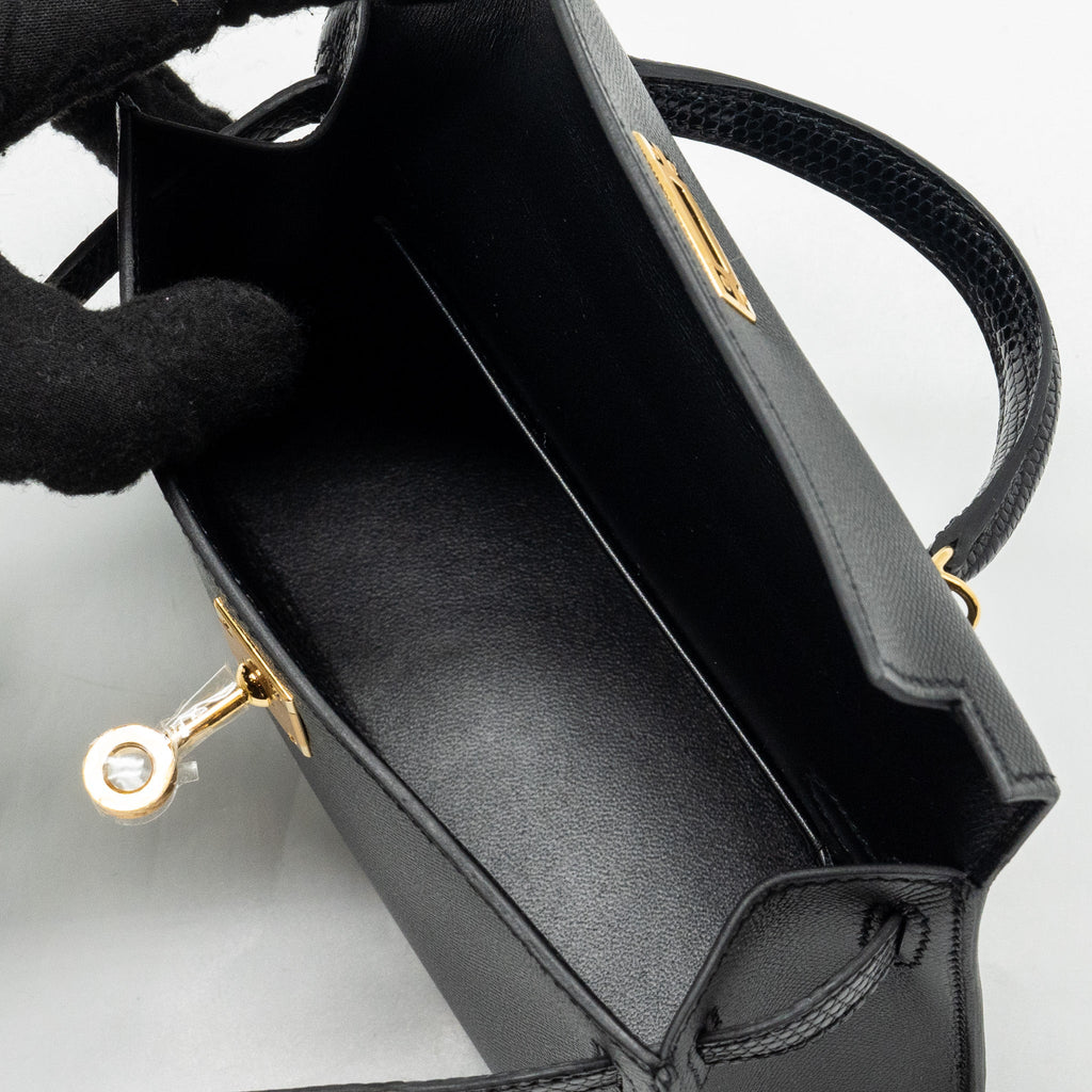 HERMES MINI KELLY II MADAME/LIZARD TOUCH BLACK GHW