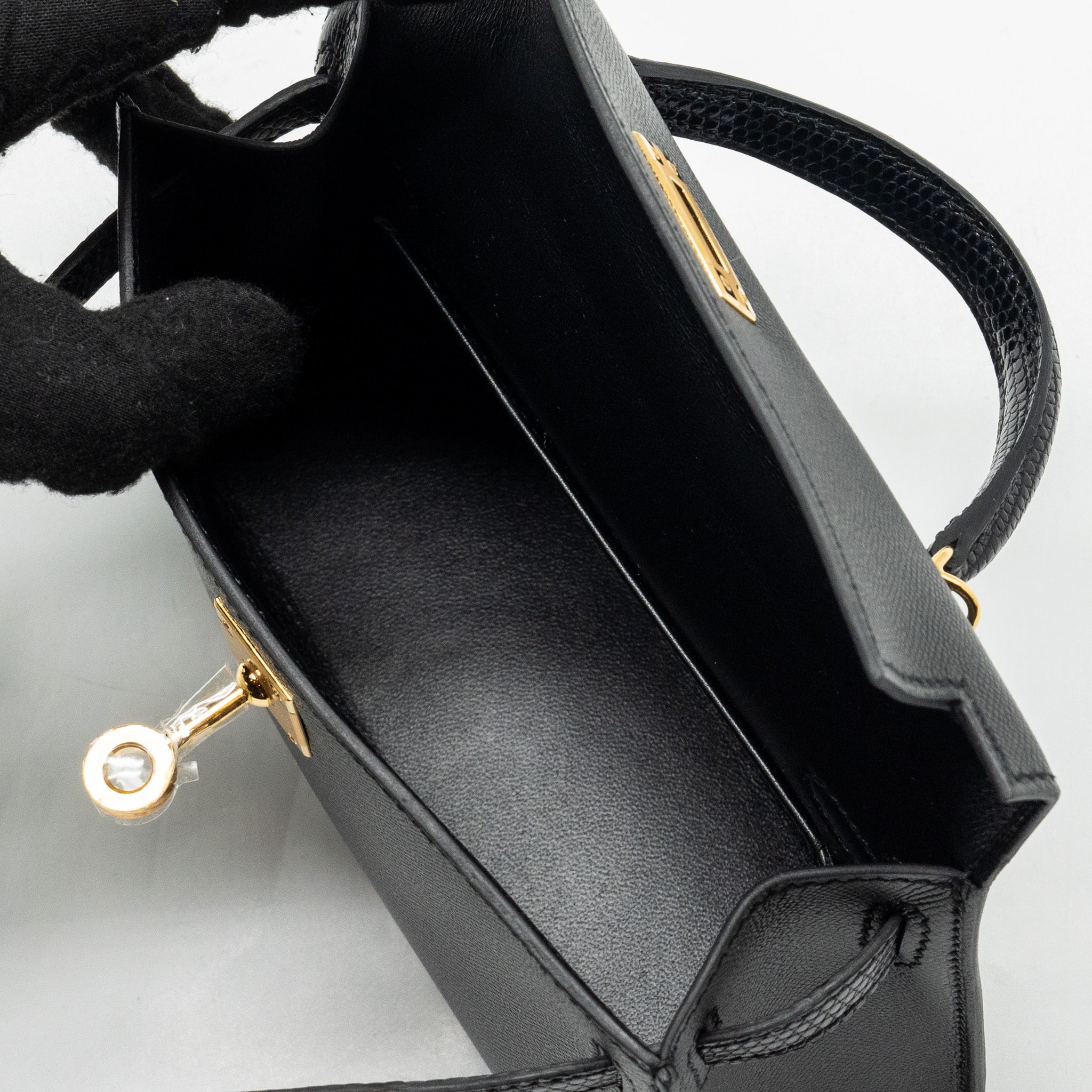HERMES MINI KELLY II MADAME/LIZARD TOUCH BLACK GHW