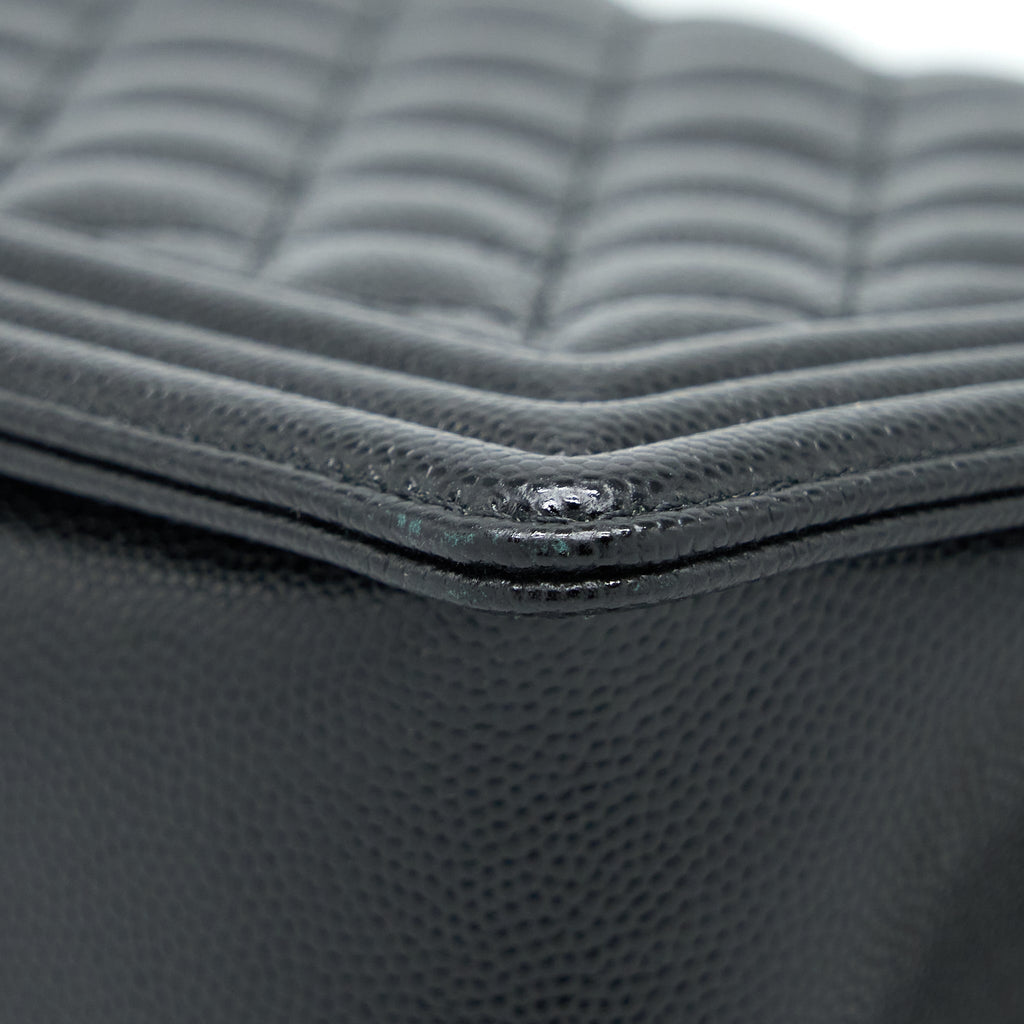 CHANEL BOY BAG 28CM CAVIAR BLACK BRUSHED GHW