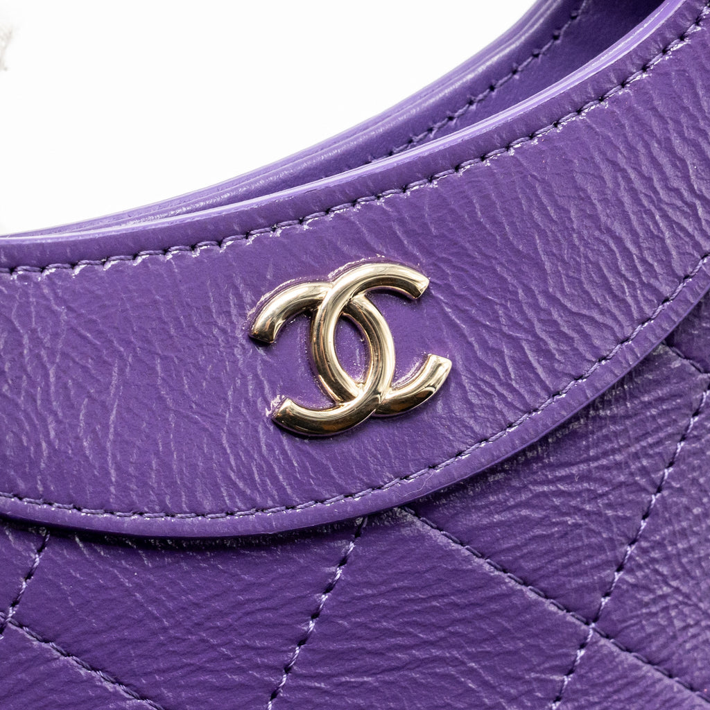 CHANEL MINI 31 CLUTCH WITH CHAIN SHINY CALFSKIN PURPLE LGHW (MICROCHIP)
