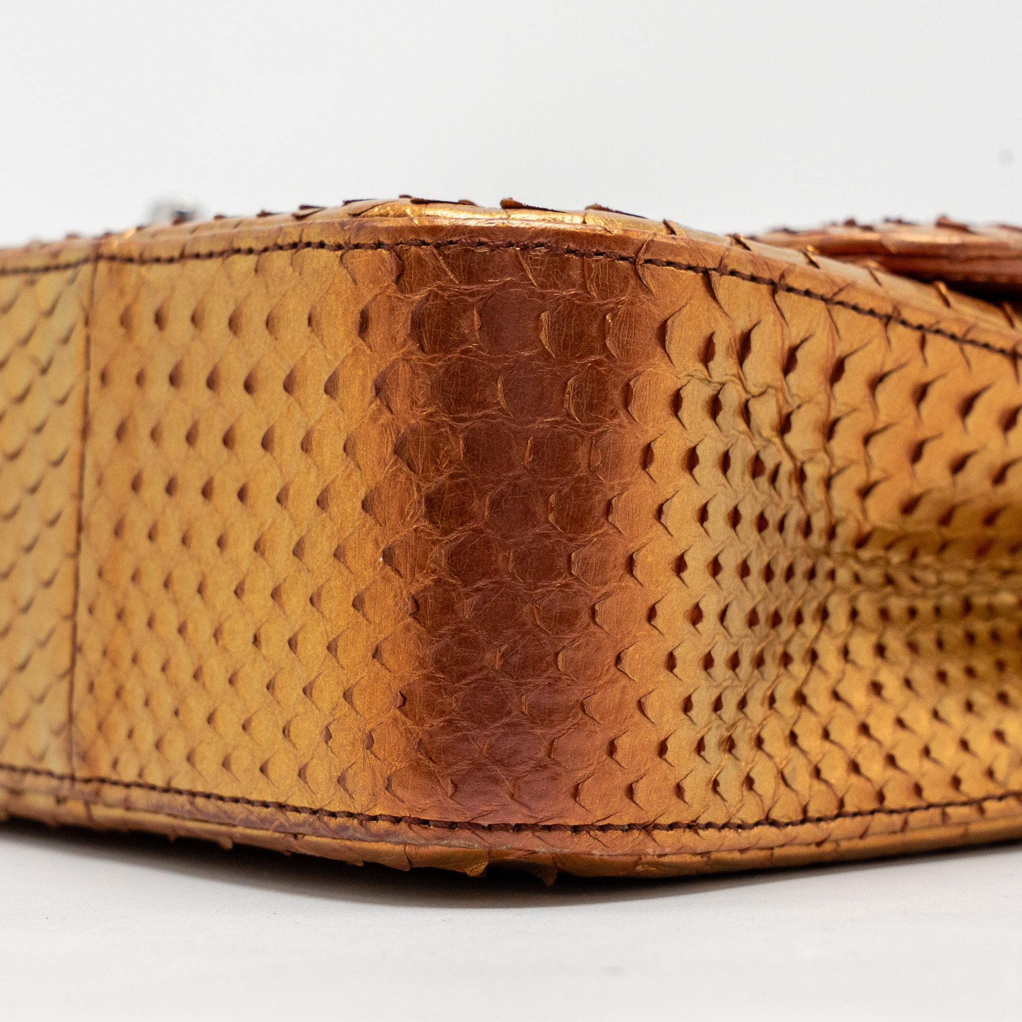 CHANEL CLASSIC DOUBLE FLAP BAG PYTHON LEATHER ORANGE SHW