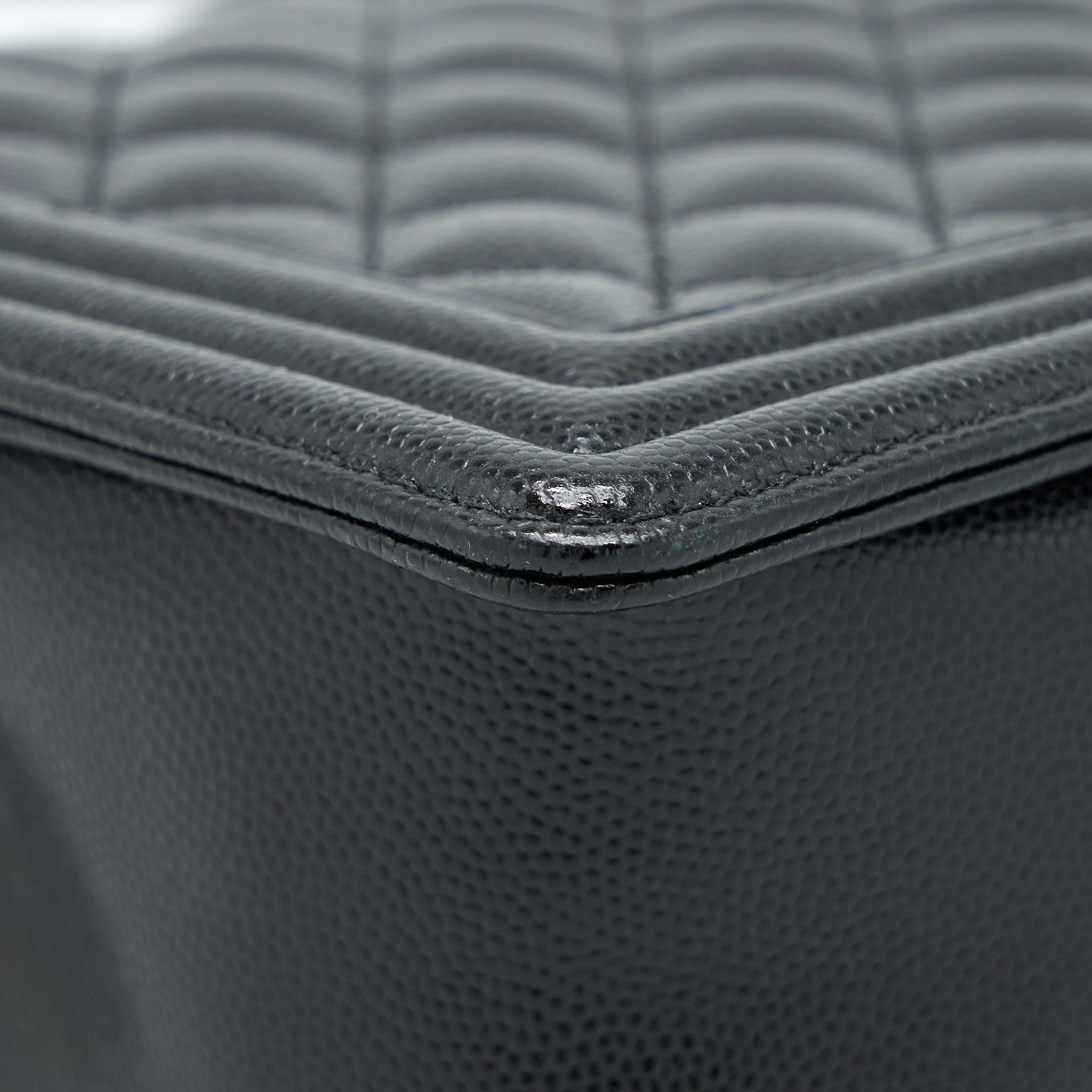 CHANEL BOY BAG 28CM CAVIAR BLACK BRUSHED GHW